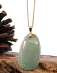 Baikalla Jewelry Jade Pendant Copy of Copy of Natural Ice Lavender Jadeite Jade Shou Tao ( Longevity Peach ) Necklace With 14k Yellow Gold Bail