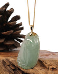 Baikalla Jewelry Jade Pendant Copy of Copy of Natural Ice Lavender Jadeite Jade Shou Tao ( Longevity Peach ) Necklace With 14k Yellow Gold Bail