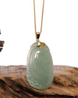 Baikalla Jewelry Jade Pendant Copy of Copy of Natural Ice Lavender Jadeite Jade Shou Tao ( Longevity Peach ) Necklace With 14k Yellow Gold Bail