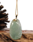 Baikalla Jewelry Jade Pendant Copy of Copy of Natural Ice Lavender Jadeite Jade Shou Tao ( Longevity Peach ) Necklace With 14k Yellow Gold Bail