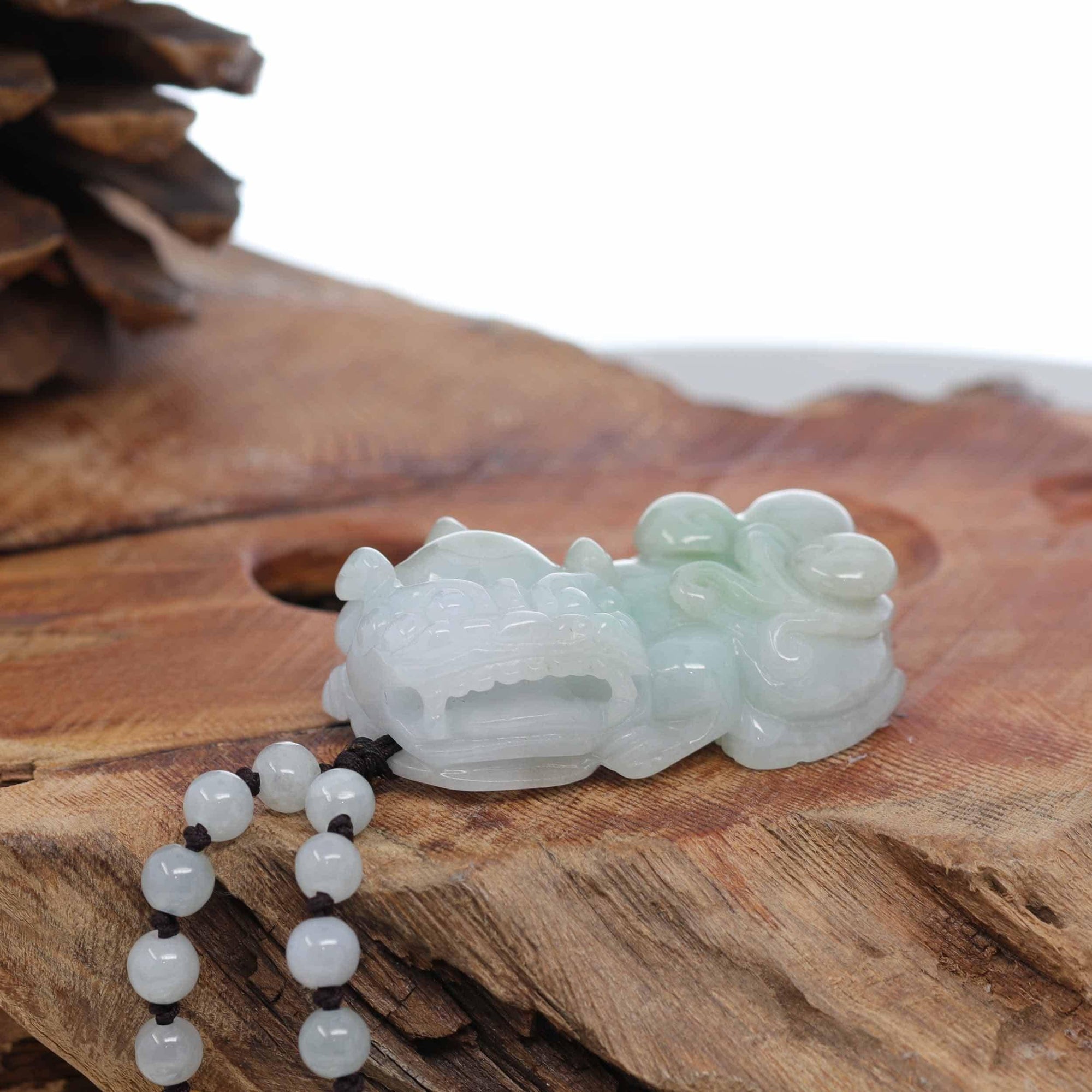 Baikalla Jewelry genuine jadeite carving Baikalla™ Pi Xiu Genuine Burmese Lavender Green Jadeite Jade PiXiu Pendant Necklace (FengShui Lucky)