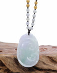 Baikalla Jewelry Jade Guanyin Pendant Necklace Genuine Burmese Jadeite Jade RuYi Pendant Necklace