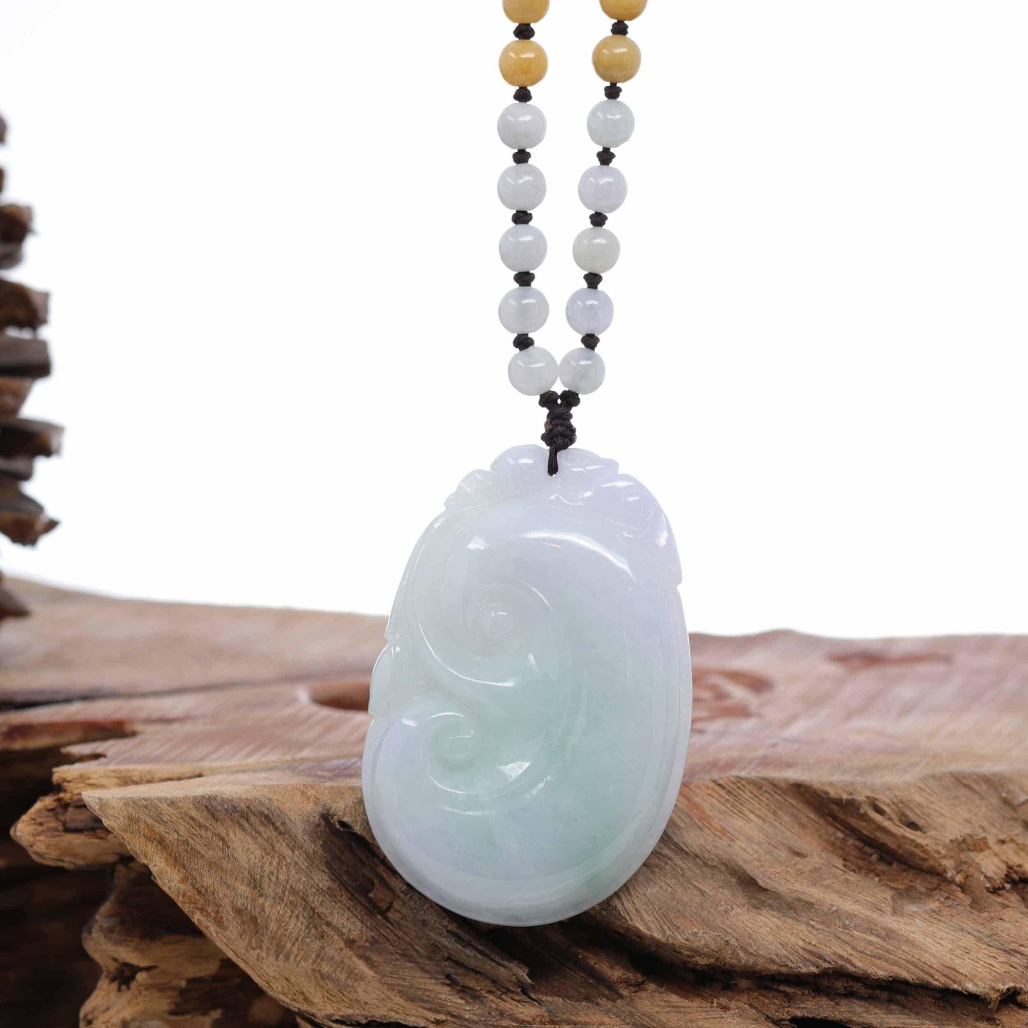 Baikalla Jewelry Jade Guanyin Pendant Necklace Genuine Burmese Jadeite Jade RuYi Pendant Necklace