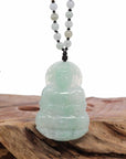 Baikalla Jewelry Jade Guanyin Pendant Necklace Baikalla "Goddess of Compassion" Genuine Burmese Jadeite Jade Guanyin Lotus Necklace