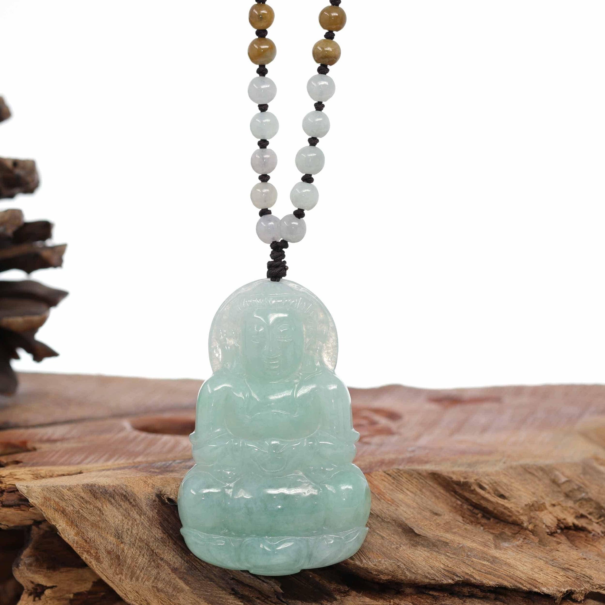 Baikalla Jewelry Jade Guanyin Pendant Necklace Baikalla &quot;Goddess of Compassion&quot; Genuine Burmese Jadeite Jade Guanyin Lotus Necklace