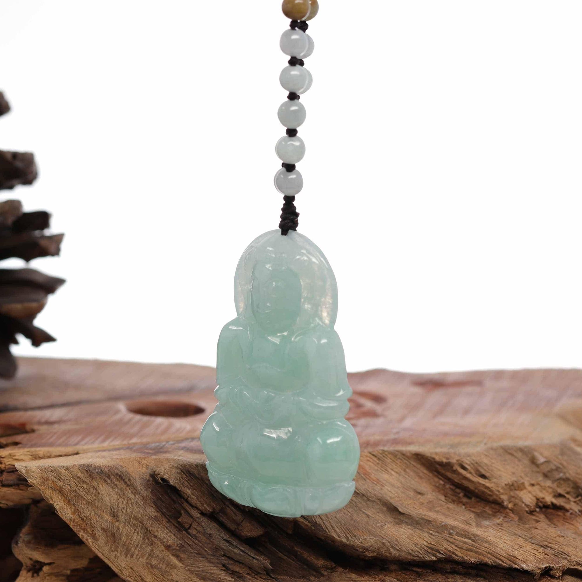 Baikalla Jewelry Jade Guanyin Pendant Necklace Baikalla &quot;Goddess of Compassion&quot; Genuine Burmese Jadeite Jade Guanyin Lotus Necklace