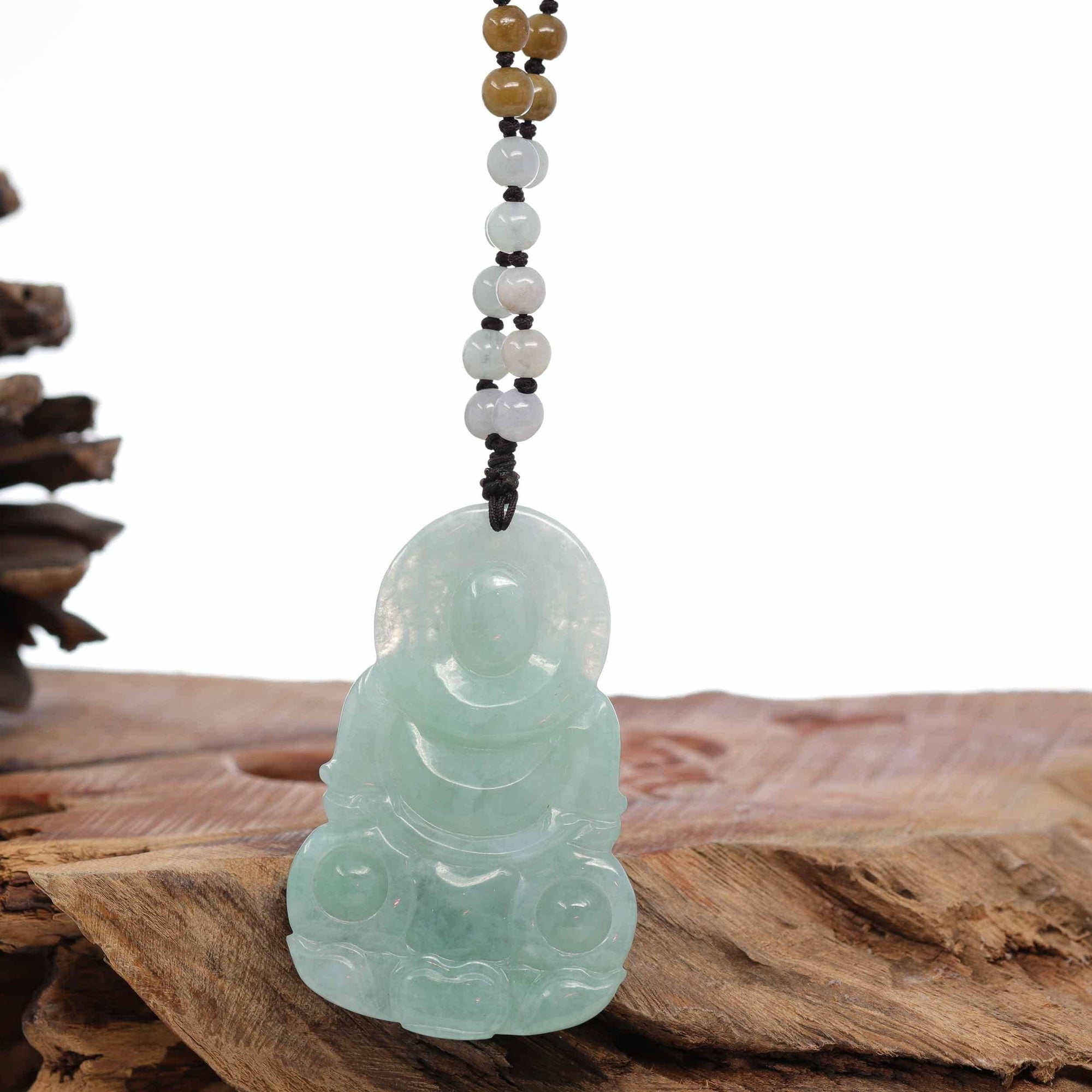 Baikalla Jewelry Jade Guanyin Pendant Necklace Baikalla &quot;Goddess of Compassion&quot; Genuine Burmese Jadeite Jade Guanyin Lotus Necklace