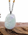 Baikalla Jewelry Jade Guanyin Pendant Necklace Baikalla "As you wish" Genuine Burmese Jadeite Jade Green and Lavender Ruyi Necklace