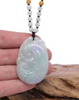 Baikalla Jewelry Jade Guanyin Pendant Necklace Baikalla "As you wish" Genuine Burmese Jadeite Jade Green and Lavender Ruyi Necklace