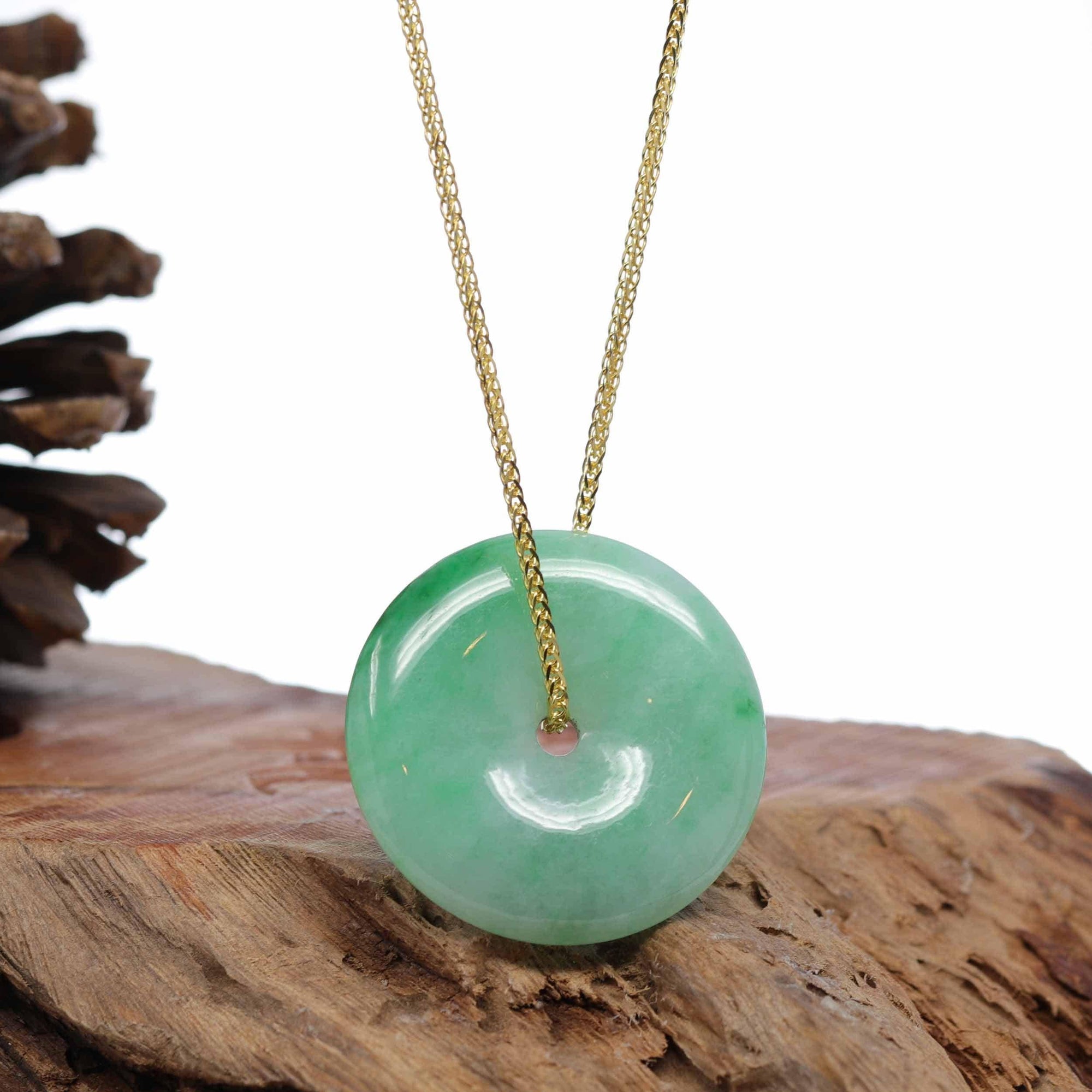 Baikalla Jewelry Jade Pendant Necklace Baikalla &quot;Good Luck Button&quot; Jadeite Jade Lucky KouKou Pendant Necklace