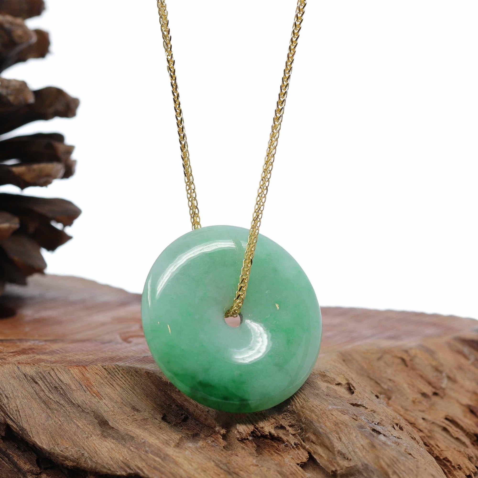 Baikalla Jewelry Jade Pendant Necklace Baikalla "Good Luck Button" Jadeite Jade Lucky KouKou Pendant Necklace