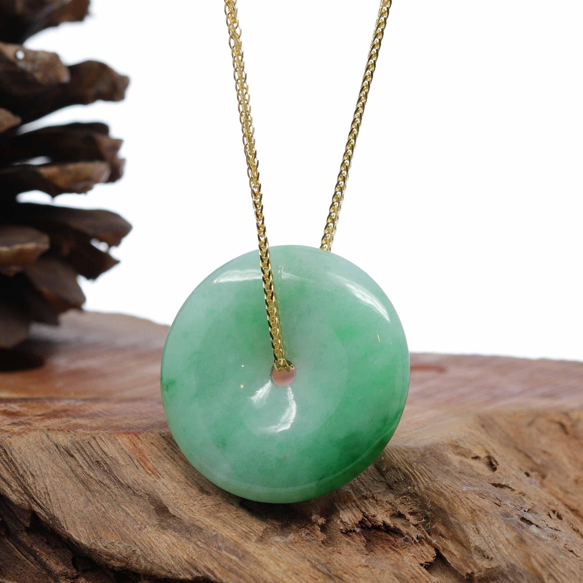 Baikalla Jewelry Jade Pendant Necklace Baikalla "Good Luck Button" Jadeite Jade Lucky KouKou Pendant Necklace