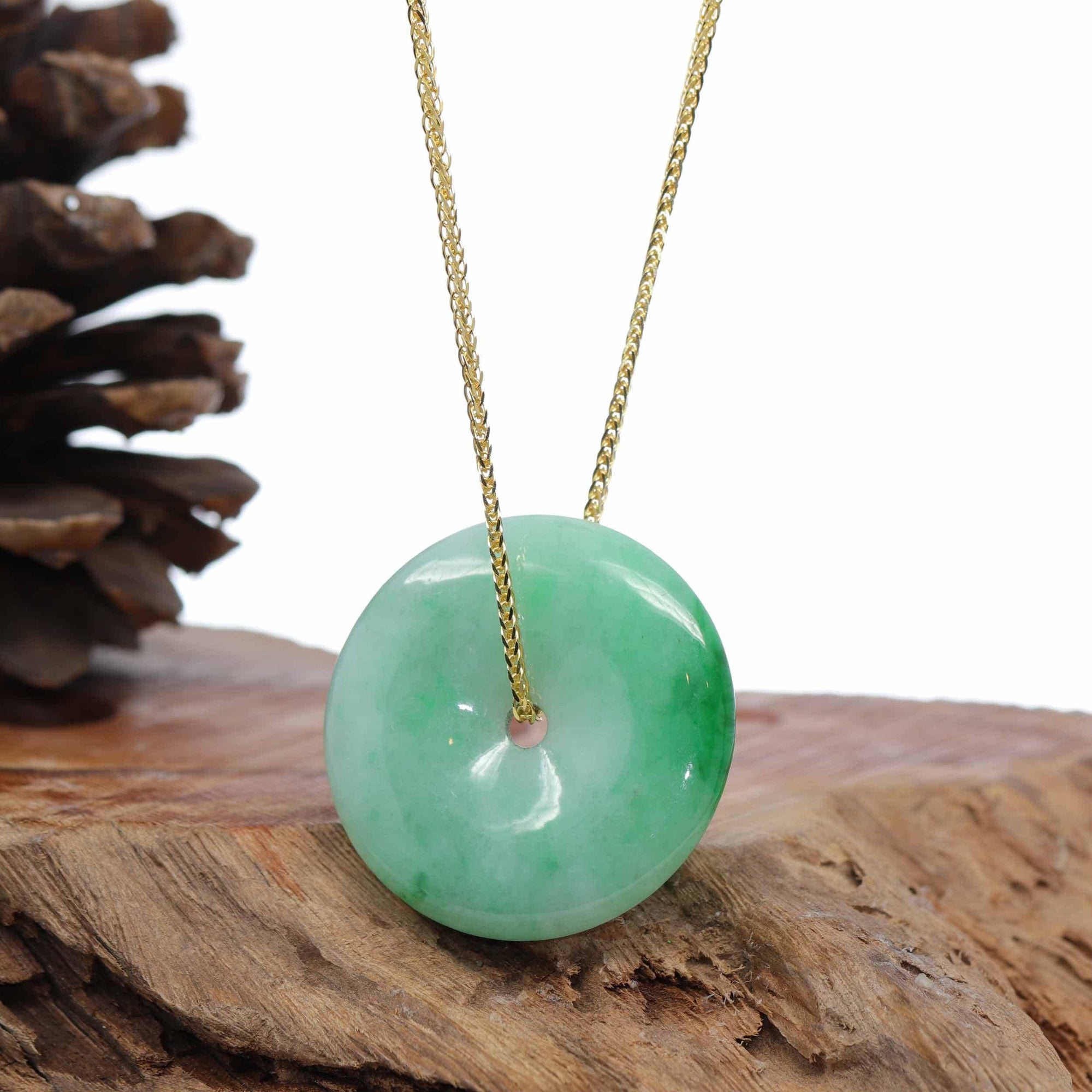 Baikalla Jewelry Jade Pendant Necklace Baikalla "Good Luck Button" Jadeite Jade Lucky KouKou Pendant Necklace