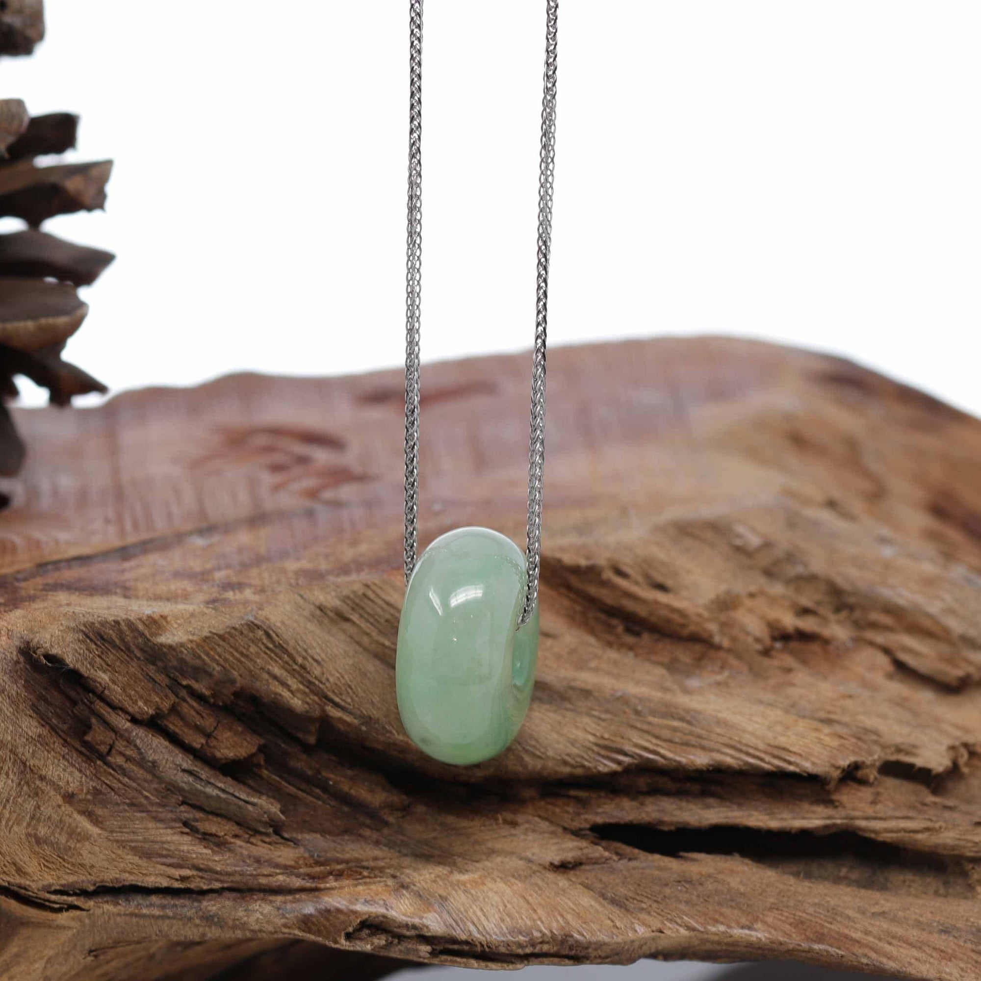 Baikalla Jewelry Jade Pendant Necklace Baikalla™ "Good Luck Button" Necklace Real Rich Green Jade Lucky KouKou Pendant Necklace