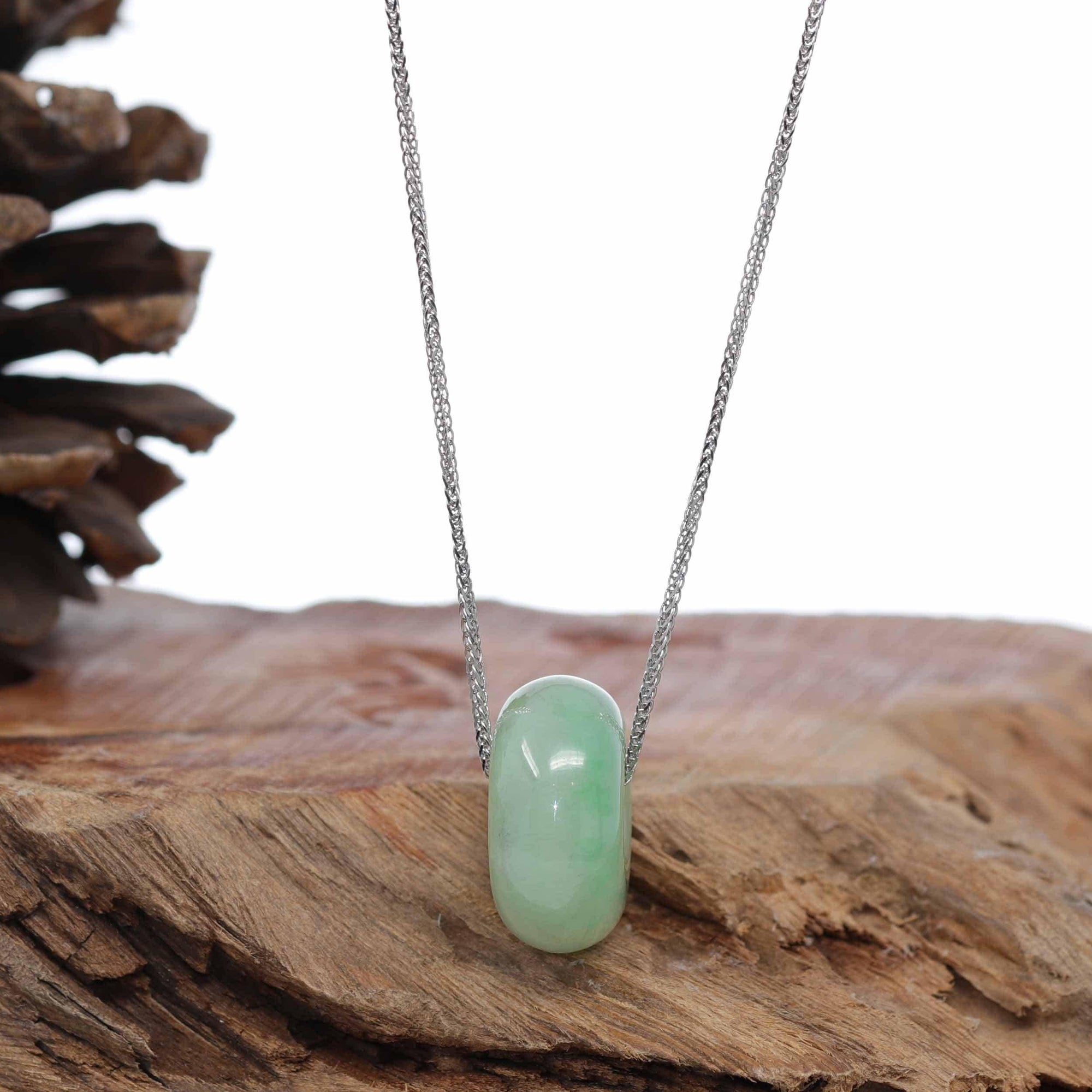 Baikalla Jewelry Jade Pendant Necklace Baikalla™ &quot;Good Luck Button&quot; Necklace Real Rich Green Jade Lucky KouKou Pendant Necklace