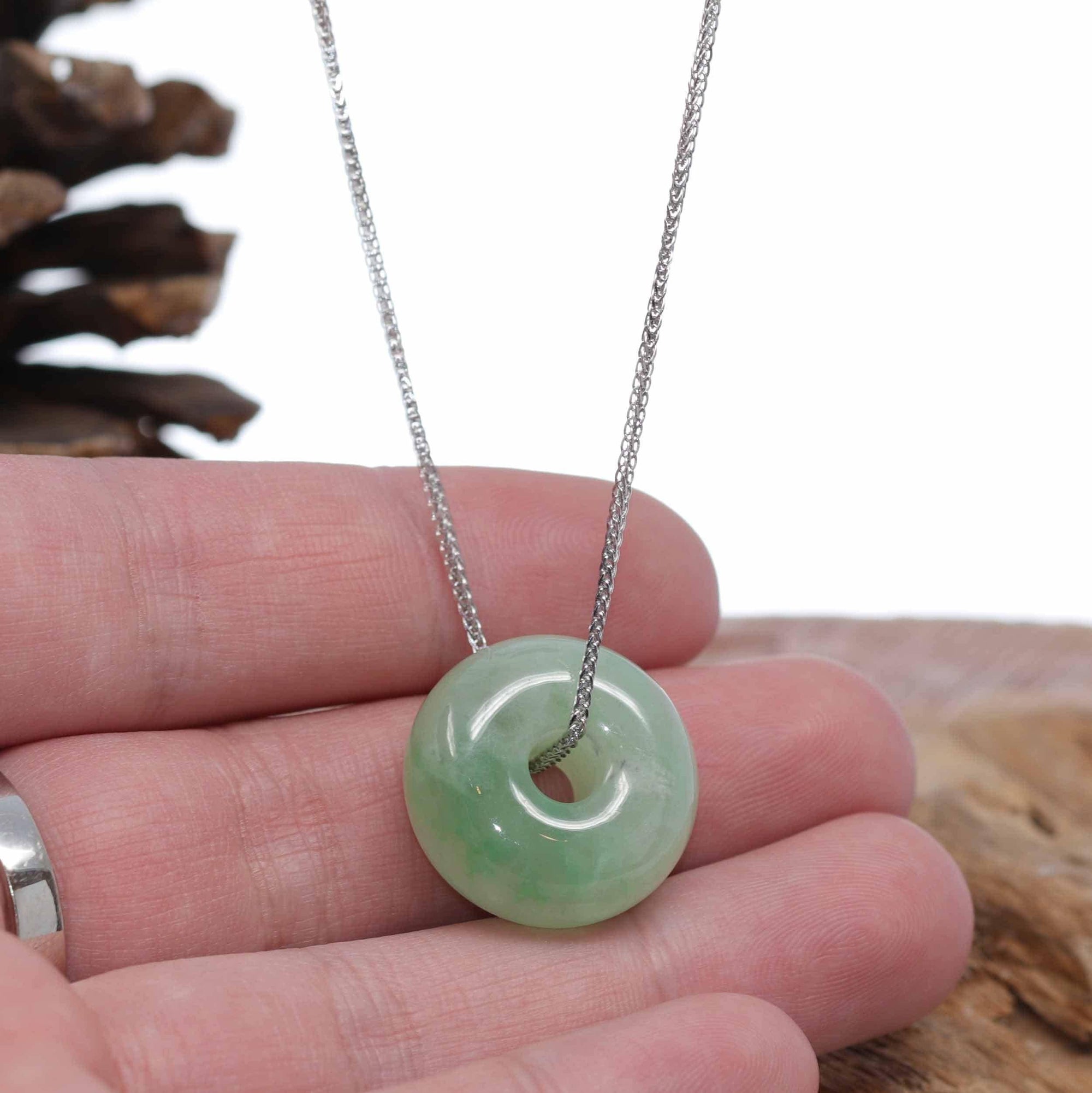 Baikalla Jewelry Jade Pendant Necklace Baikalla™ "Good Luck Button" Necklace Real Rich Green Jade Lucky KouKou Pendant Necklace