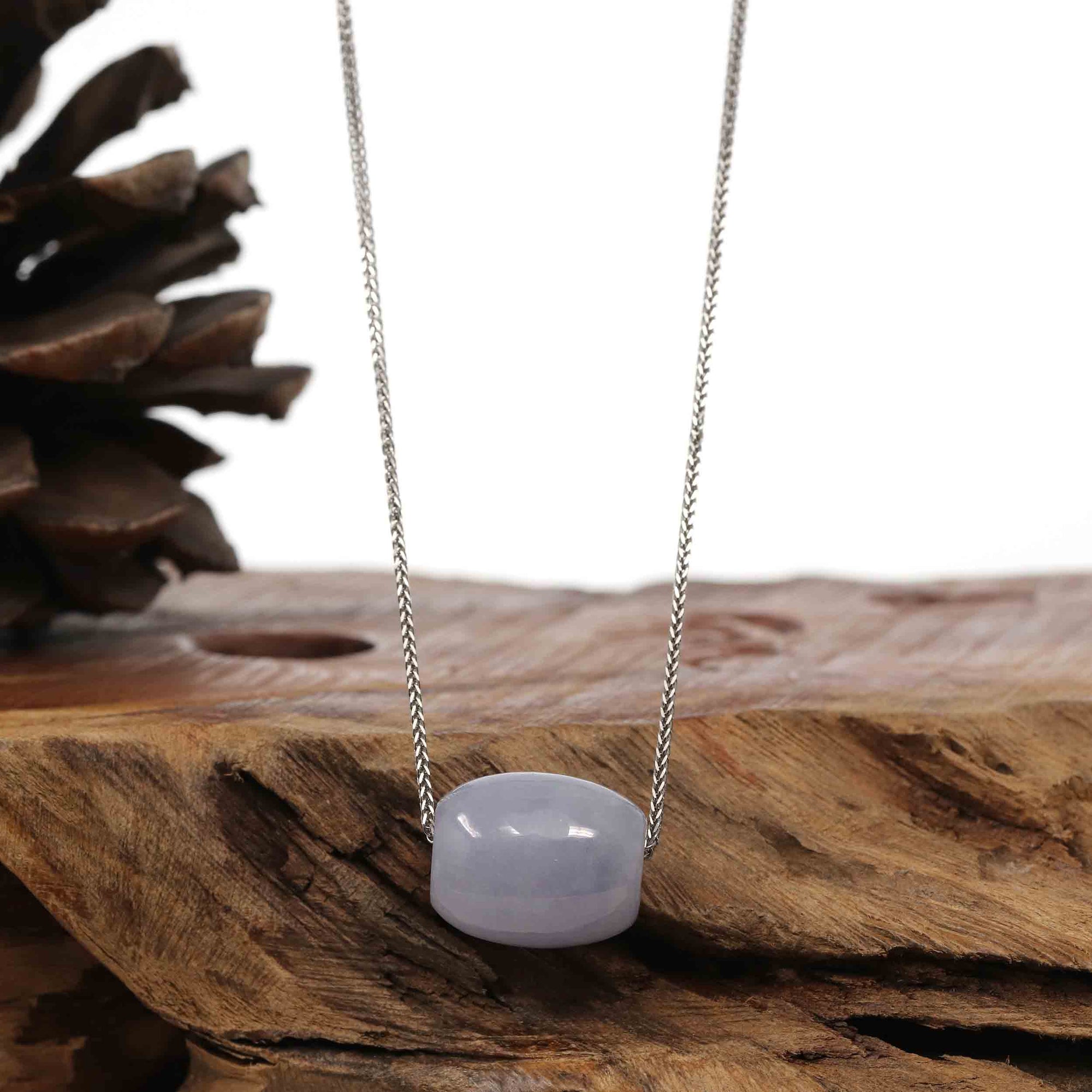 Baikalla Jewelry Jade Pendant Necklace Copy of Copy of Baikalla™ &quot;Good Luck Button&quot; Necklace Real Lavender Jade Lucky TongTong Pendant Necklace