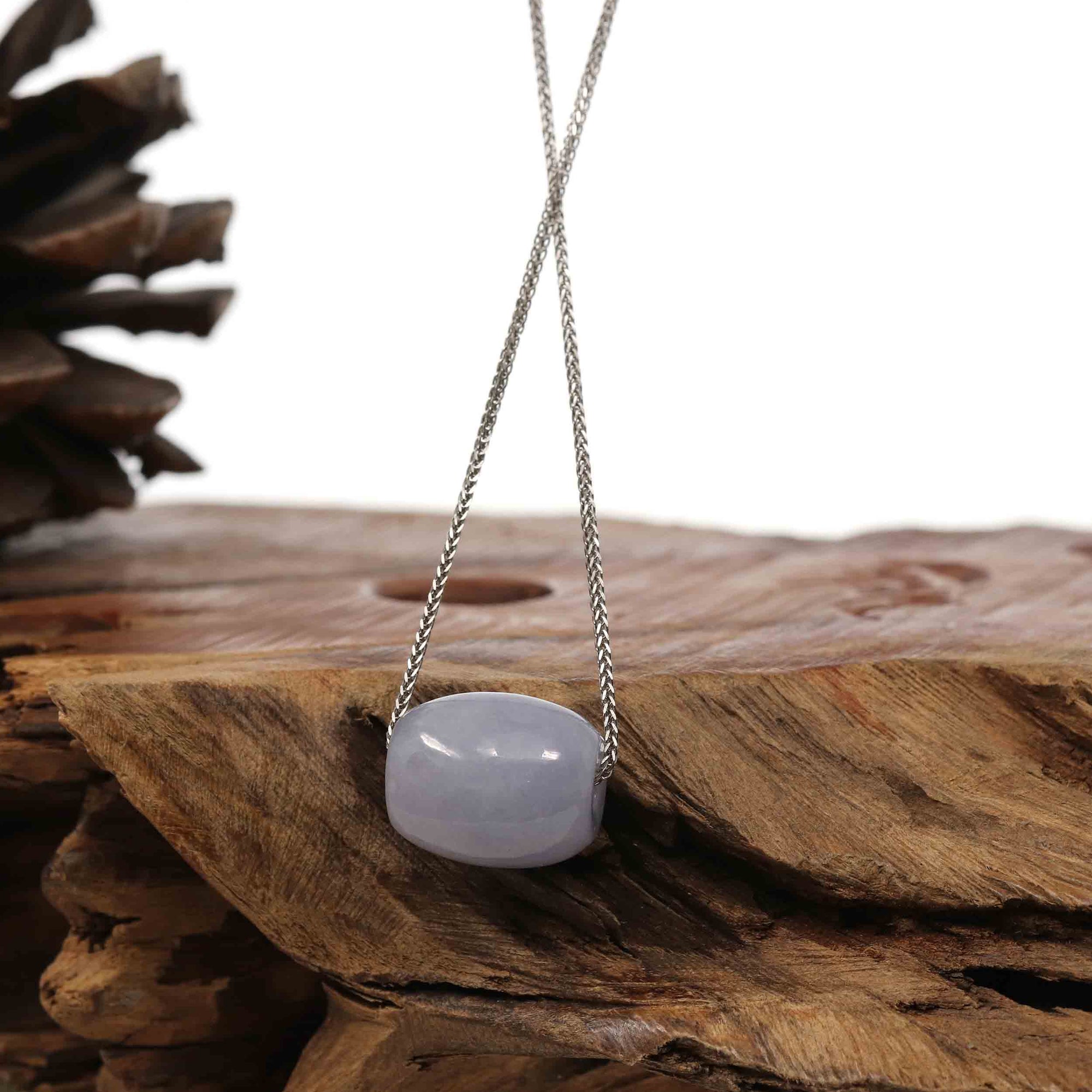 Baikalla Jewelry Jade Pendant Necklace Copy of Copy of Baikalla™ &quot;Good Luck Button&quot; Necklace Real Lavender Jade Lucky TongTong Pendant Necklace