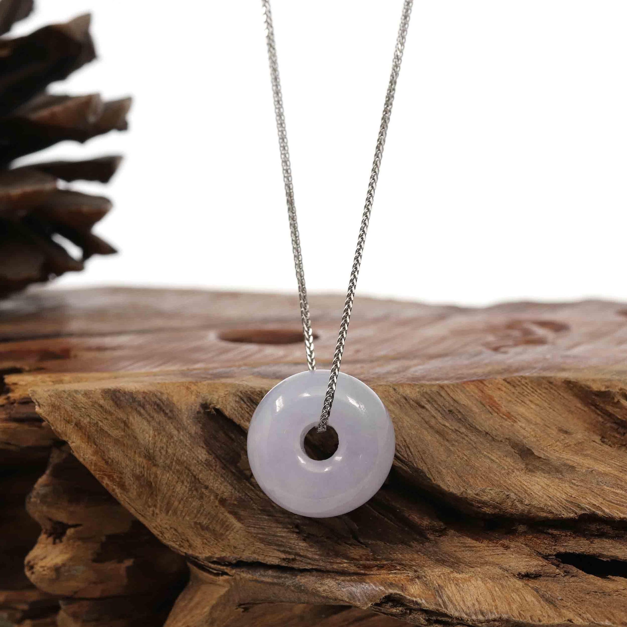 Baikalla Jewelry Jade Pendant Necklace Copy of Baikalla "Good Luck Button" Necklace Lavender Jadeite Jade Lucky KouKou Pendant Necklace