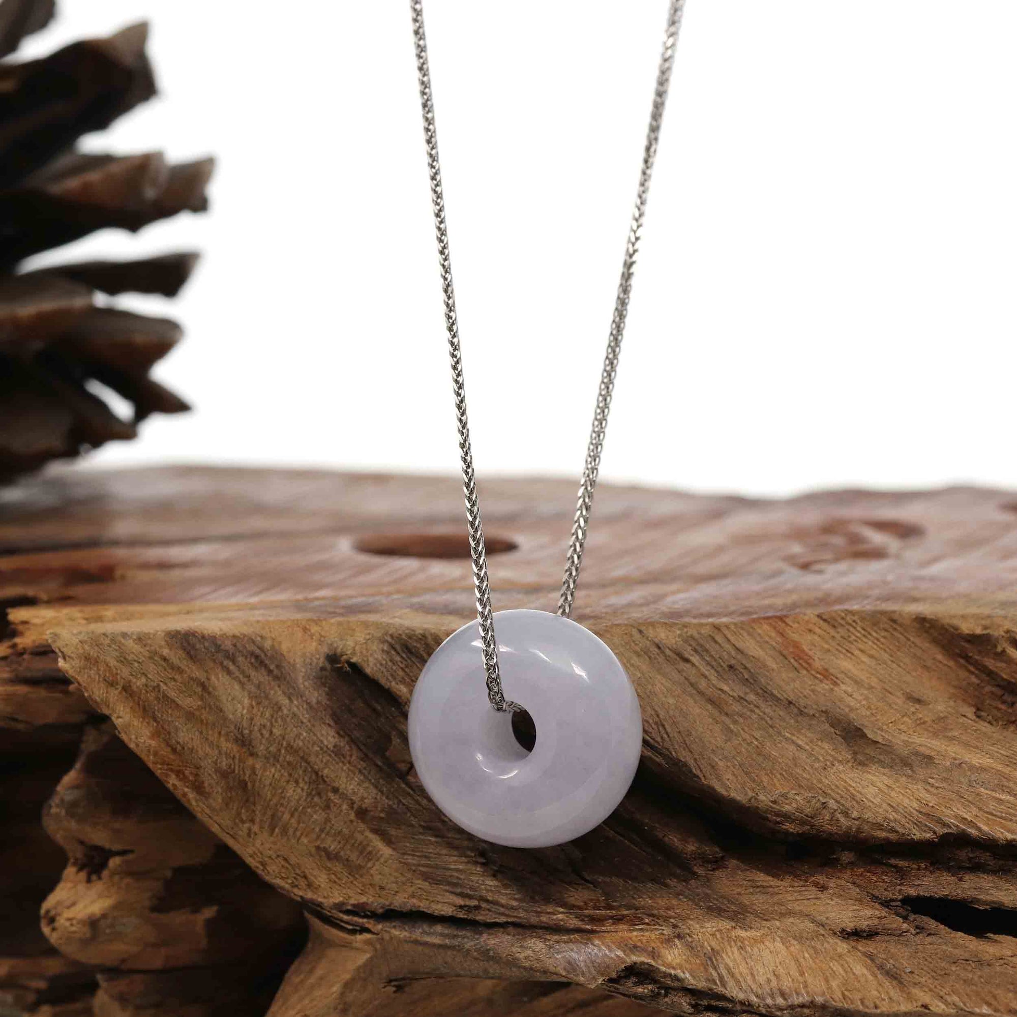 Baikalla Jewelry Jade Pendant Necklace Copy of Baikalla "Good Luck Button" Necklace Lavender Jadeite Jade Lucky KouKou Pendant Necklace