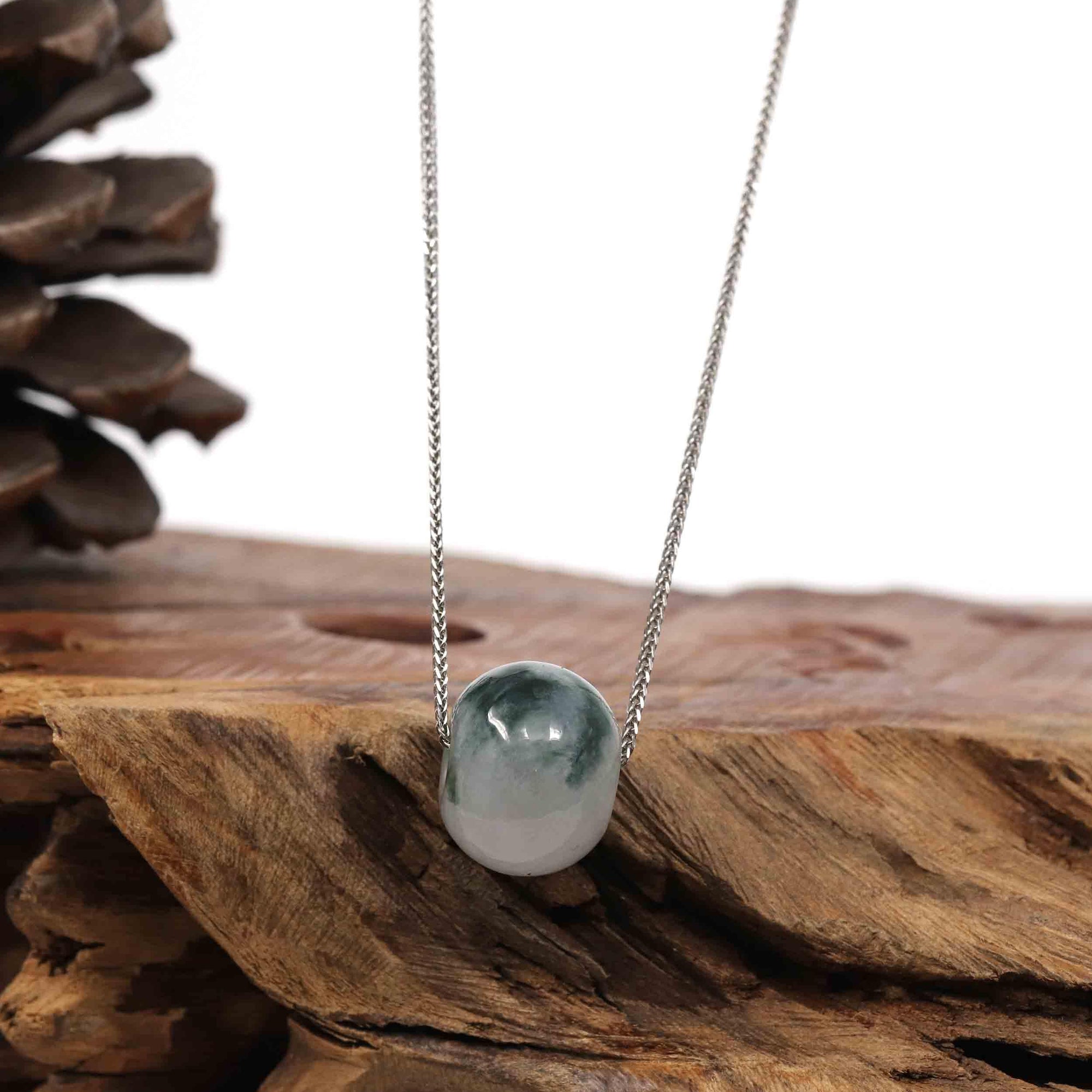 Baikalla Jewelry Jade Pendant Necklace Copy of Baikalla™ "Good Luck Button" Necklace Real Ice Blue Green Jade Lucky KouKou Pendant Necklace