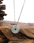 Baikalla Jewelry Jade Pendant Necklace Baikalla™ "Good Luck Button" Necklace Real Ice Blue Green Jade Lucky KouKou Pendant Necklace