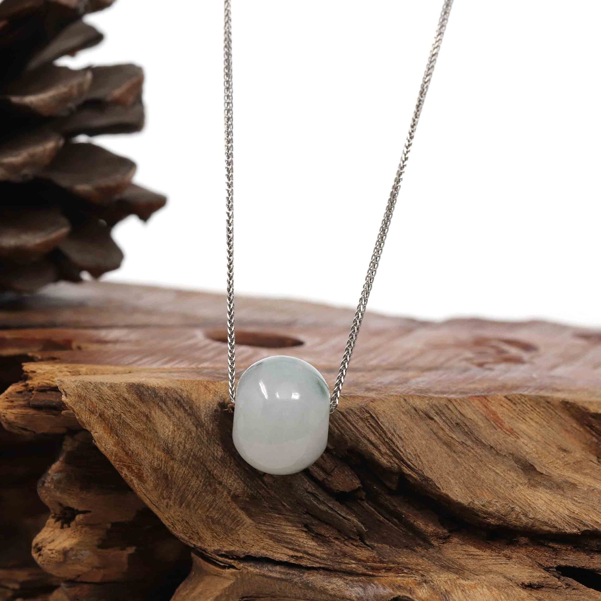 Baikalla Jewelry Jade Pendant Necklace Baikalla™ "Good Luck Button" Necklace Real Ice Blue Green Jade Lucky KouKou Pendant Necklace