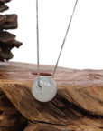 Baikalla Jewelry Jade Pendant Necklace Baikalla™ "Good Luck Button" Necklace Real Ice Blue Green Jade Lucky KouKou Pendant Necklace