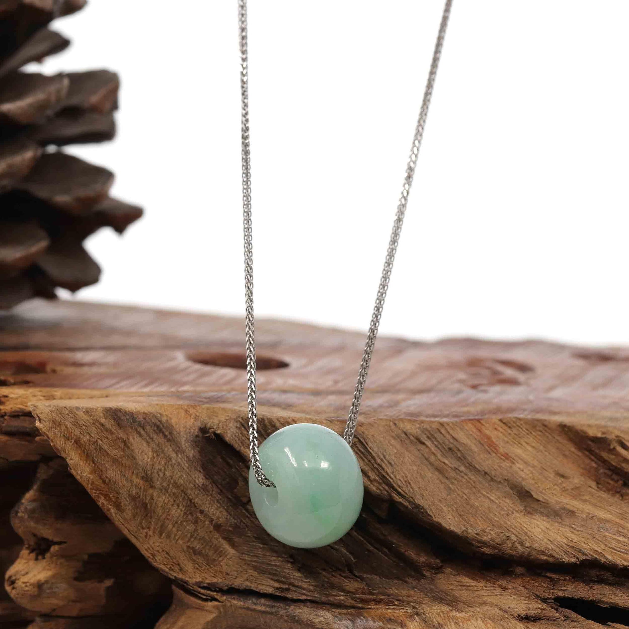 Baikalla Jewelry Jade Pendant Necklace Copy of Baikalla™ "Good Luck Button" Necklace Real Rich Green Jade Lucky KouKou Pendant Necklace