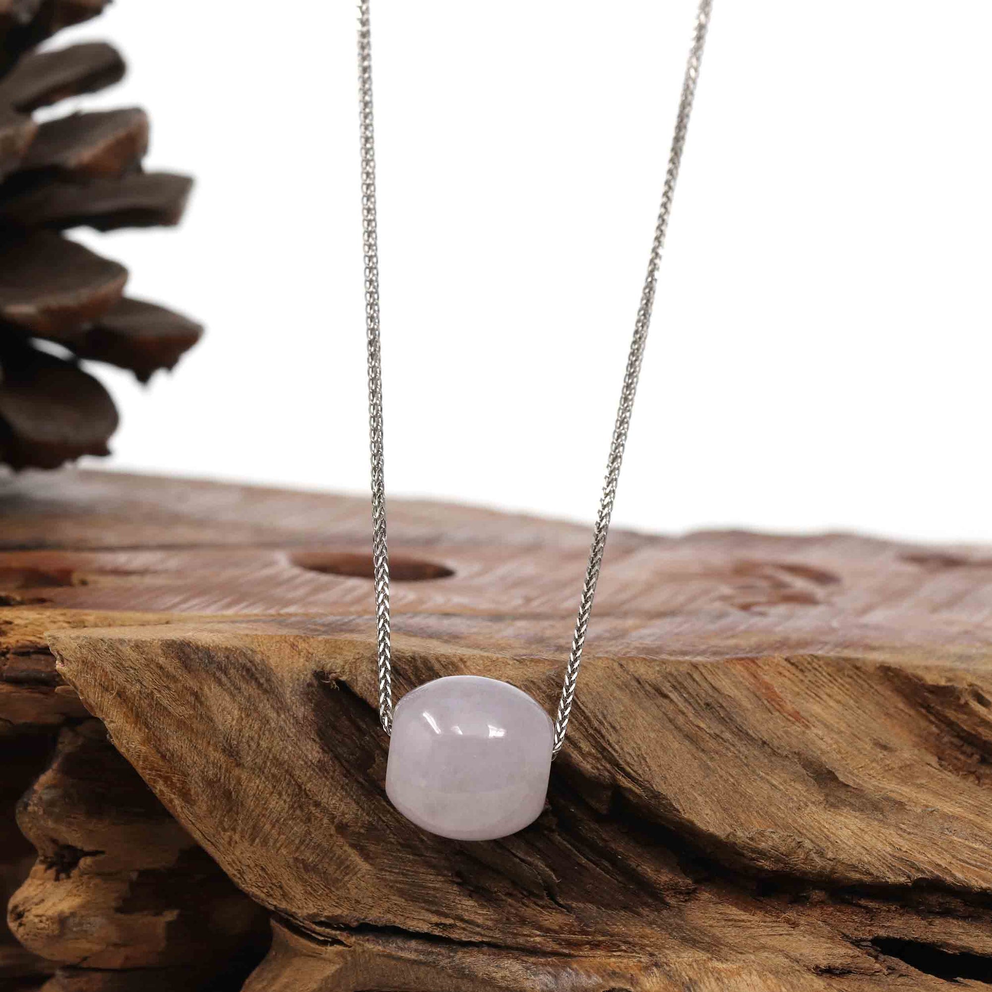 Baikalla Jewelry Jade Pendant Necklace Copy of Baikalla™ "Good Luck Button" Necklace Real Lavender Jade Lucky TongTong Pendant Necklace