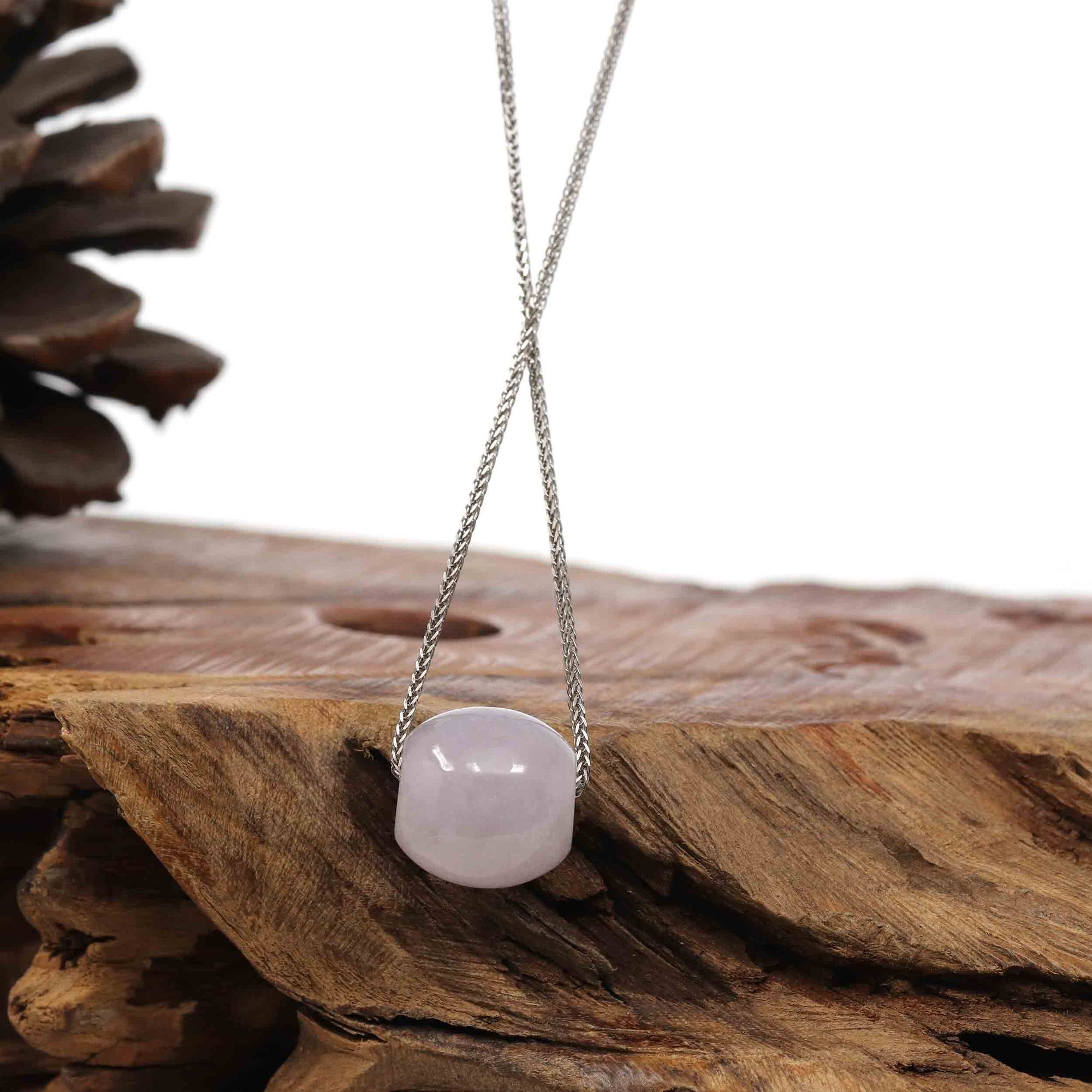 Baikalla Jewelry Jade Pendant Necklace Copy of Baikalla™ "Good Luck Button" Necklace Real Lavender Jade Lucky TongTong Pendant Necklace