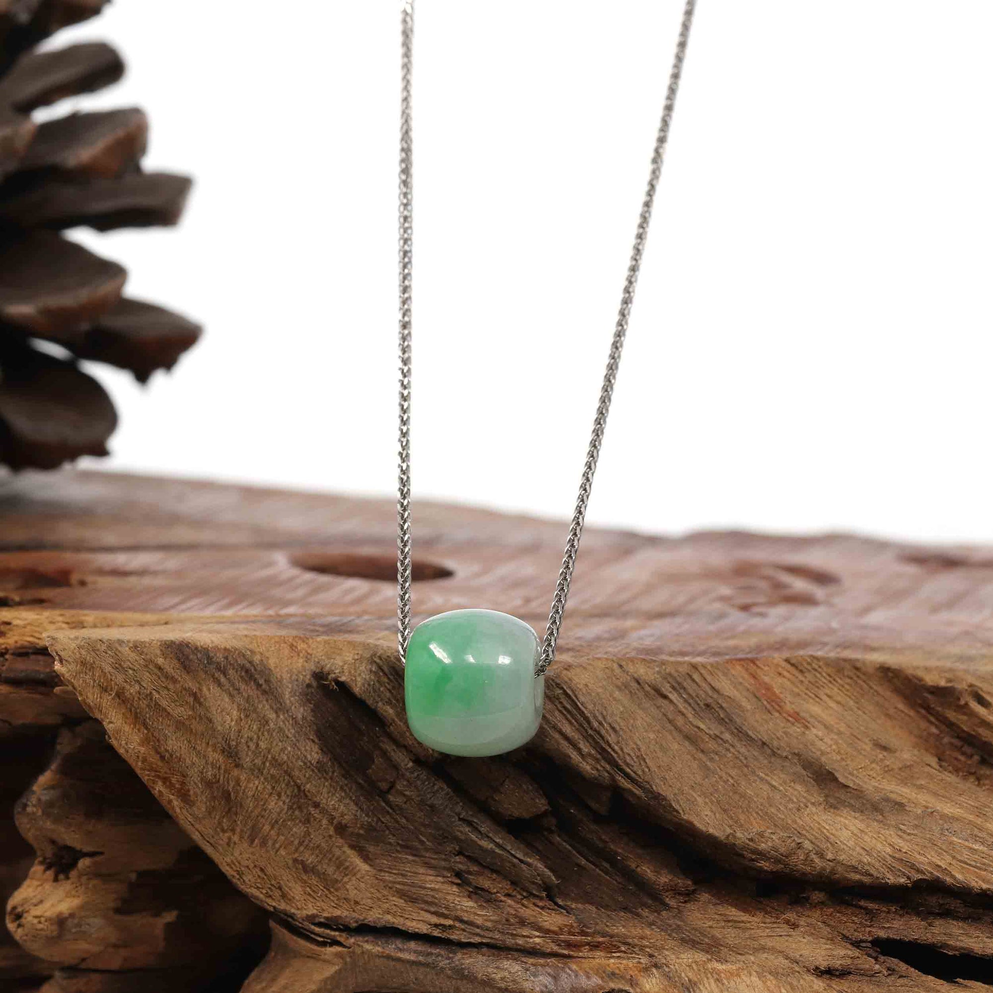 Baikalla Jewelry Jade Pendant Necklace Baikalla™ &quot;Good Luck Button&quot; Necklace Rich Apple Green Jade Lucky TongTong Pendant Necklace