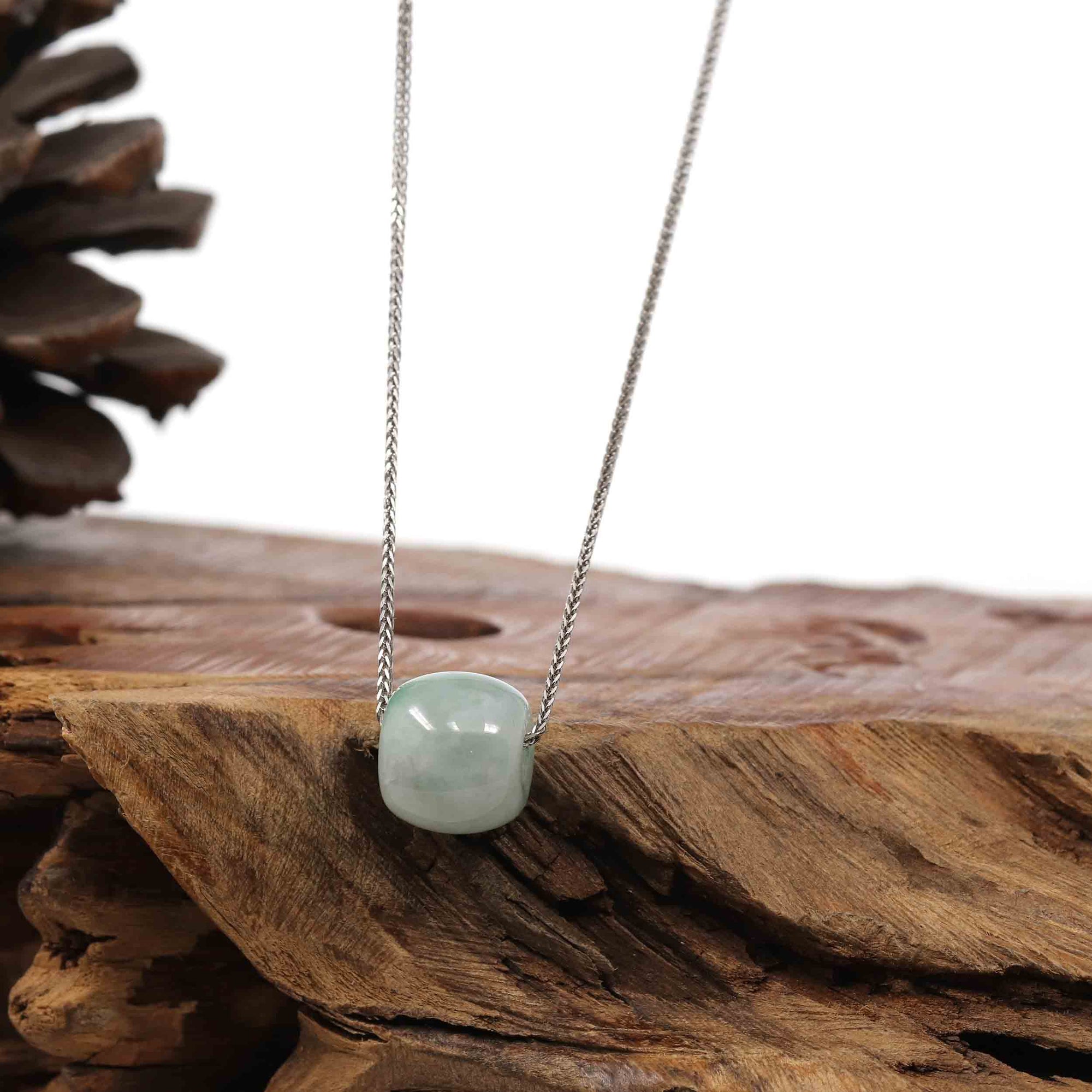 Baikalla Jewelry Jade Pendant Necklace Baikalla™ &quot;Good Luck Button&quot; Necklace Rich Apple Green Jade Lucky TongTong Pendant Necklace