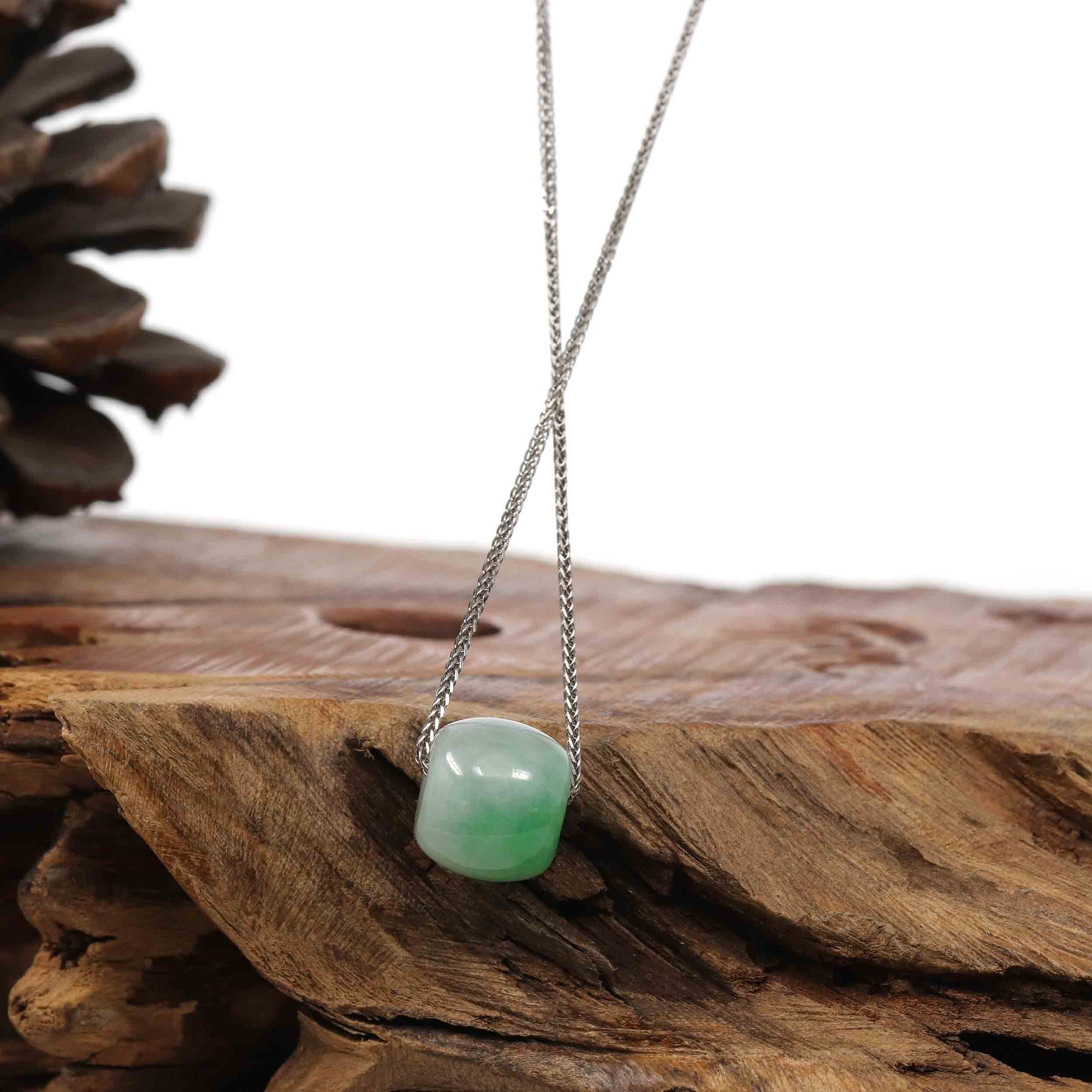 Baikalla Jewelry Jade Pendant Necklace Baikalla™ "Good Luck Button" Necklace Rich Apple Green Jade Lucky TongTong Pendant Necklace