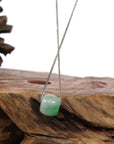 Baikalla Jewelry Jade Pendant Necklace Baikalla™ "Good Luck Button" Necklace Rich Apple Green Jade Lucky TongTong Pendant Necklace