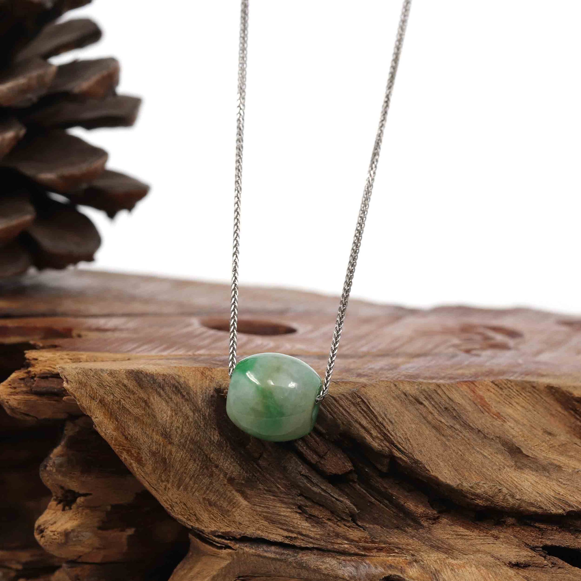 Baikalla Jewelry Jade Pendant Necklace Baikalla™ "Good Luck Button" Necklace Rich Apple Green Jade Lucky TongTong Pendant Necklace