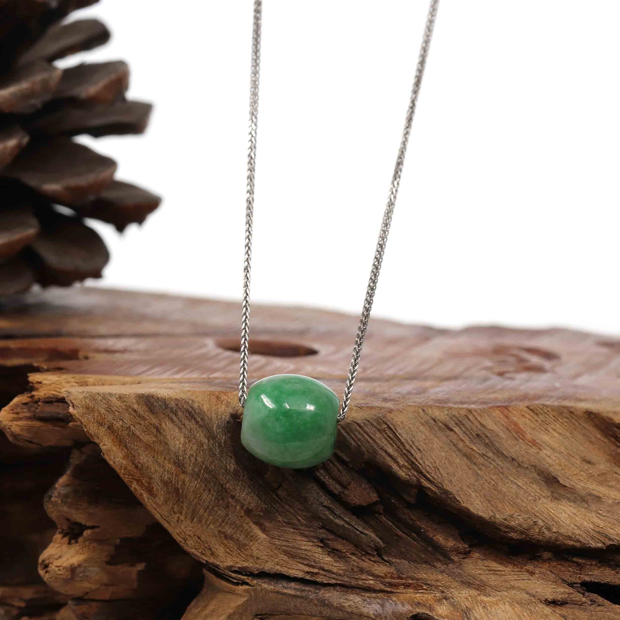 Baikalla Jewelry Jade Pendant Necklace Copy of Copy of Copy of Baikalla™ &quot;Good Luck Button&quot; Necklace Rich Apple Green Jade Lucky TongTong Pendant Necklace