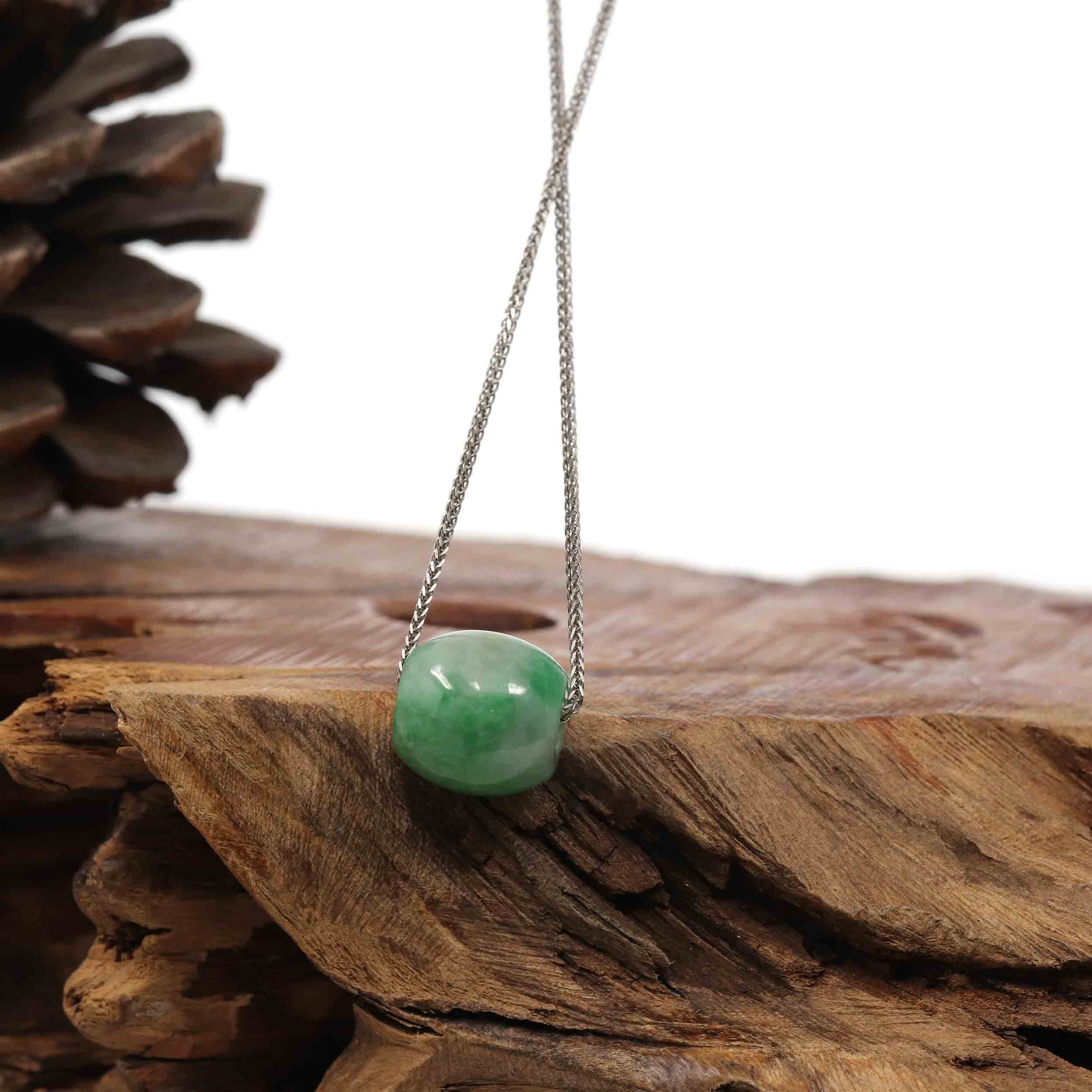 Baikalla Jewelry Jade Pendant Necklace Copy of Copy of Copy of Baikalla™ &quot;Good Luck Button&quot; Necklace Rich Apple Green Jade Lucky TongTong Pendant Necklace