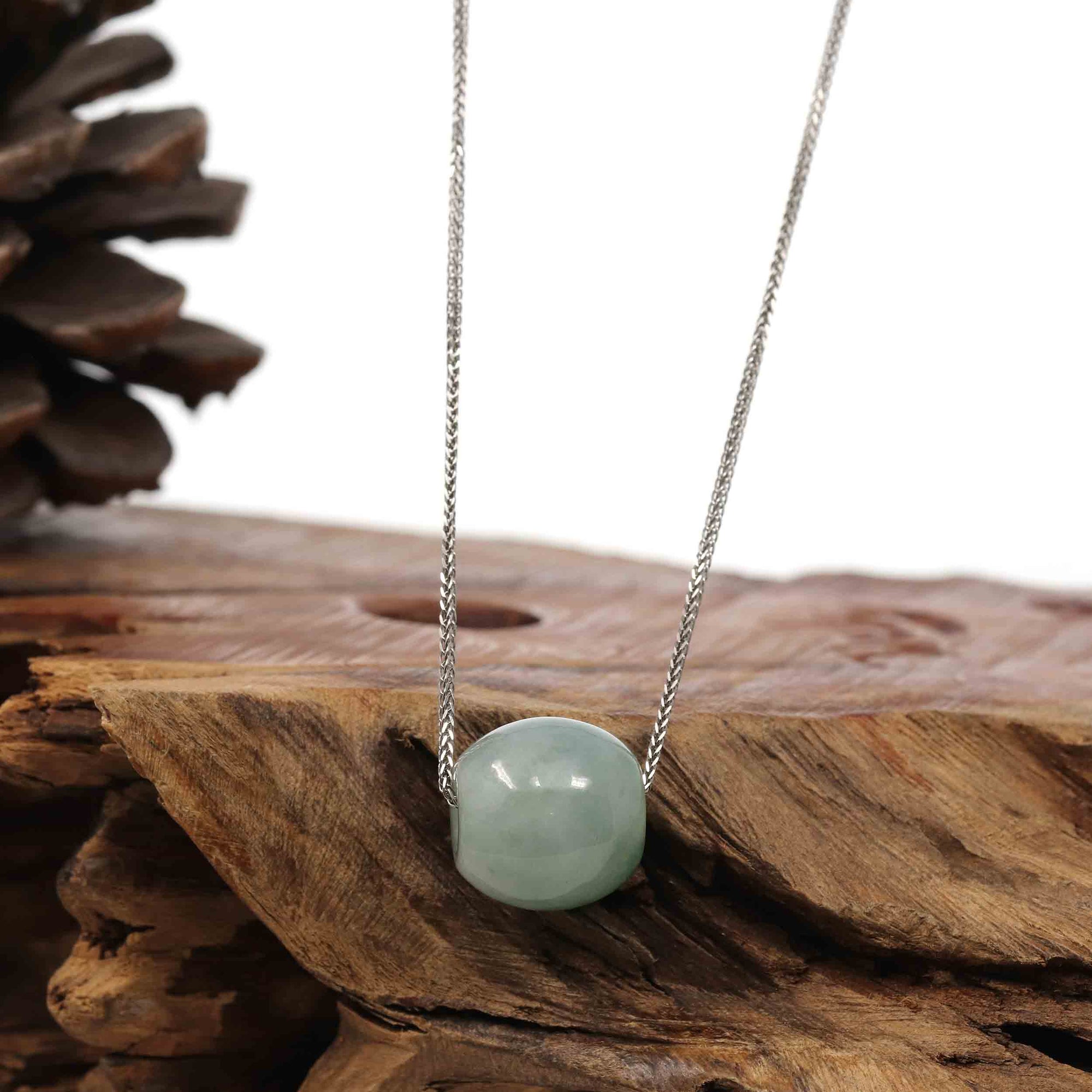 Baikalla Jewelry Jade Pendant Necklace Baikalla™ &quot;Good Luck Button&quot; Necklace Rich Forest Green Jade Lucky TongTong Pendant Necklace