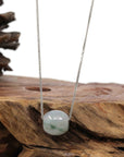 Baikalla Jade Pendant Necklace Copy of Baikalla™ "Good Luck Button" Necklace Real Ice Blue Green Jade Lucky TongTong Pendant Necklace