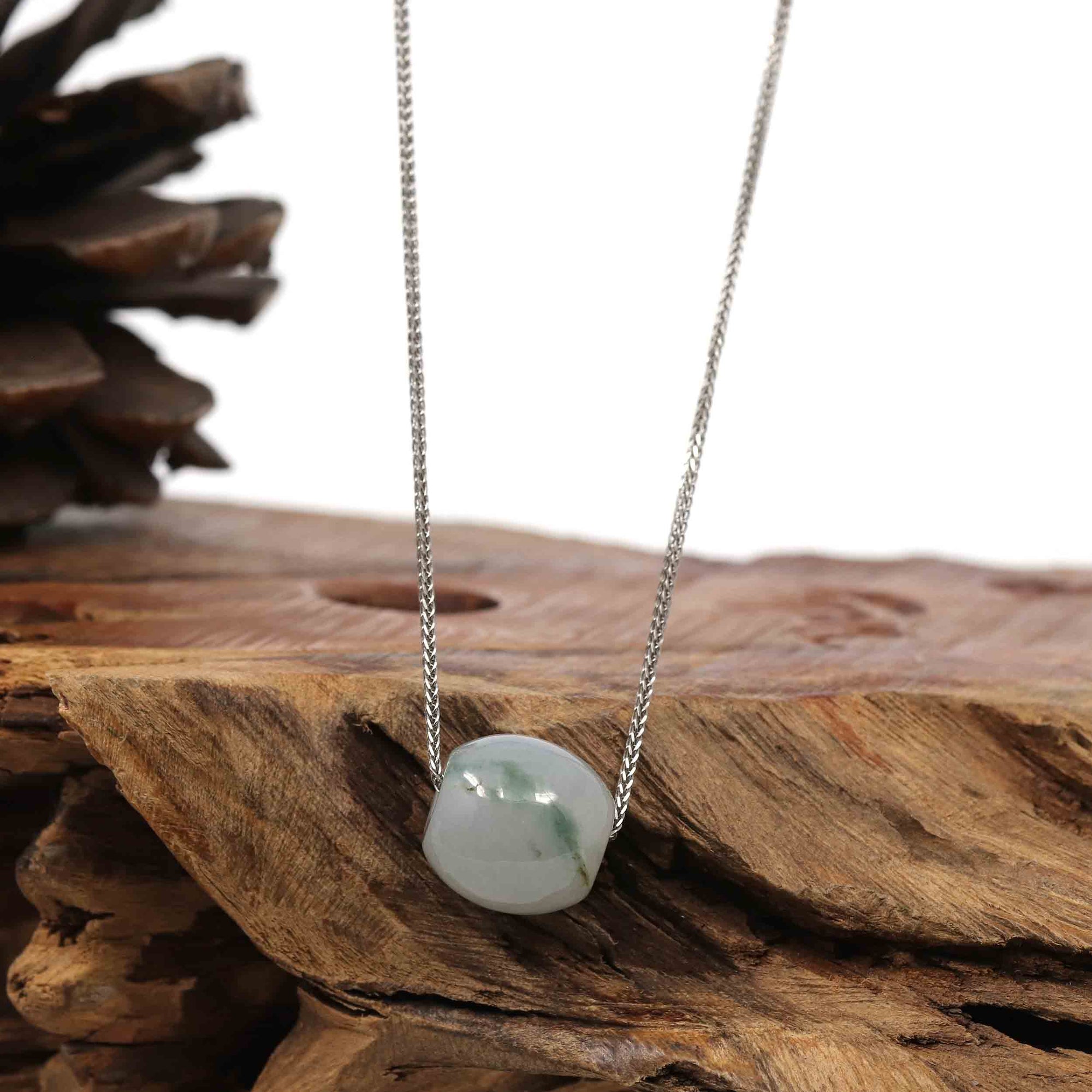 Baikalla Jade Pendant Necklace Copy of Baikalla™ "Good Luck Button" Necklace Real Ice Blue Green Jade Lucky TongTong Pendant Necklace