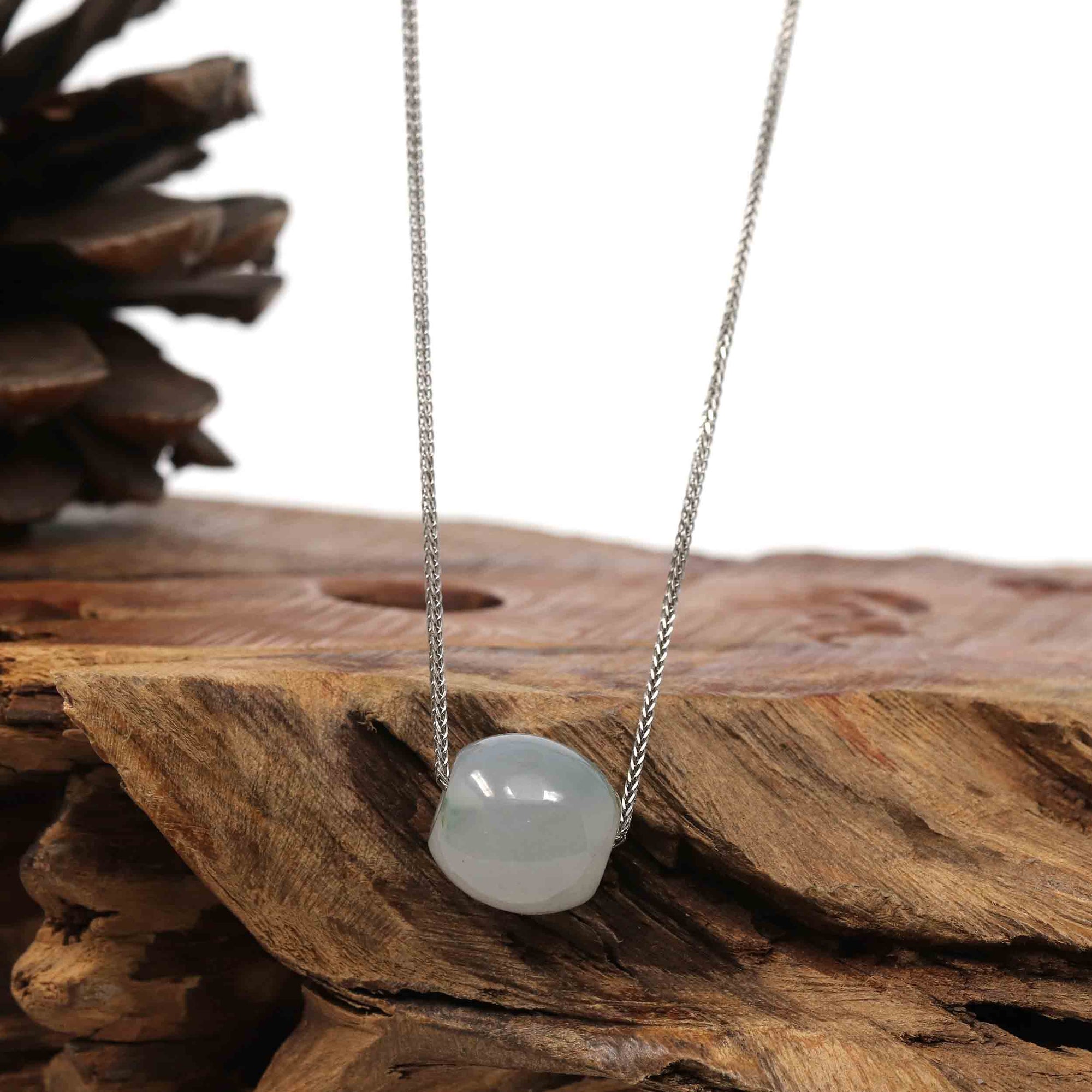 Baikalla Jade Pendant Necklace Copy of Baikalla™ "Good Luck Button" Necklace Real Ice Blue Green Jade Lucky TongTong Pendant Necklace