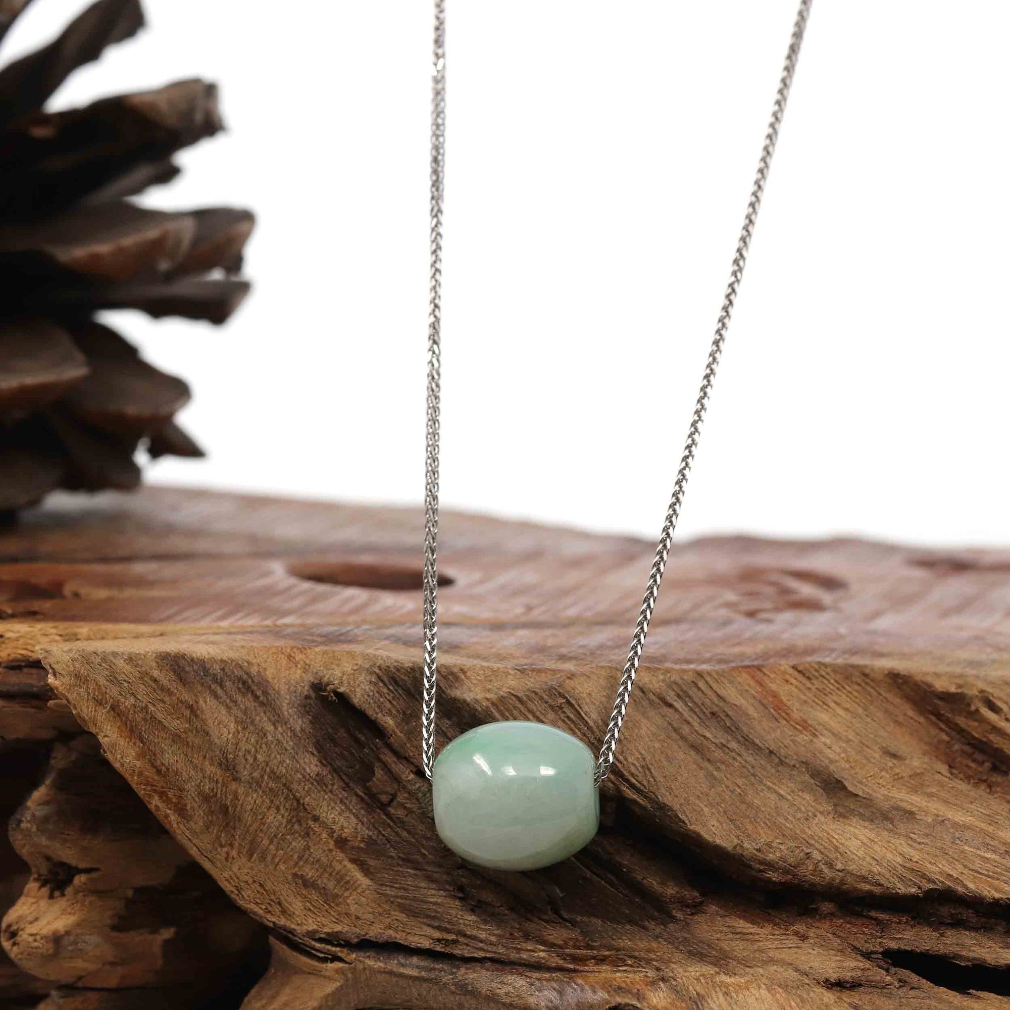 Baikalla Jewelry Jade Pendant Necklace Baikalla™ "Good Luck Button" Necklace Rich Apple Green Jade Lucky TongTong Pendant Necklace