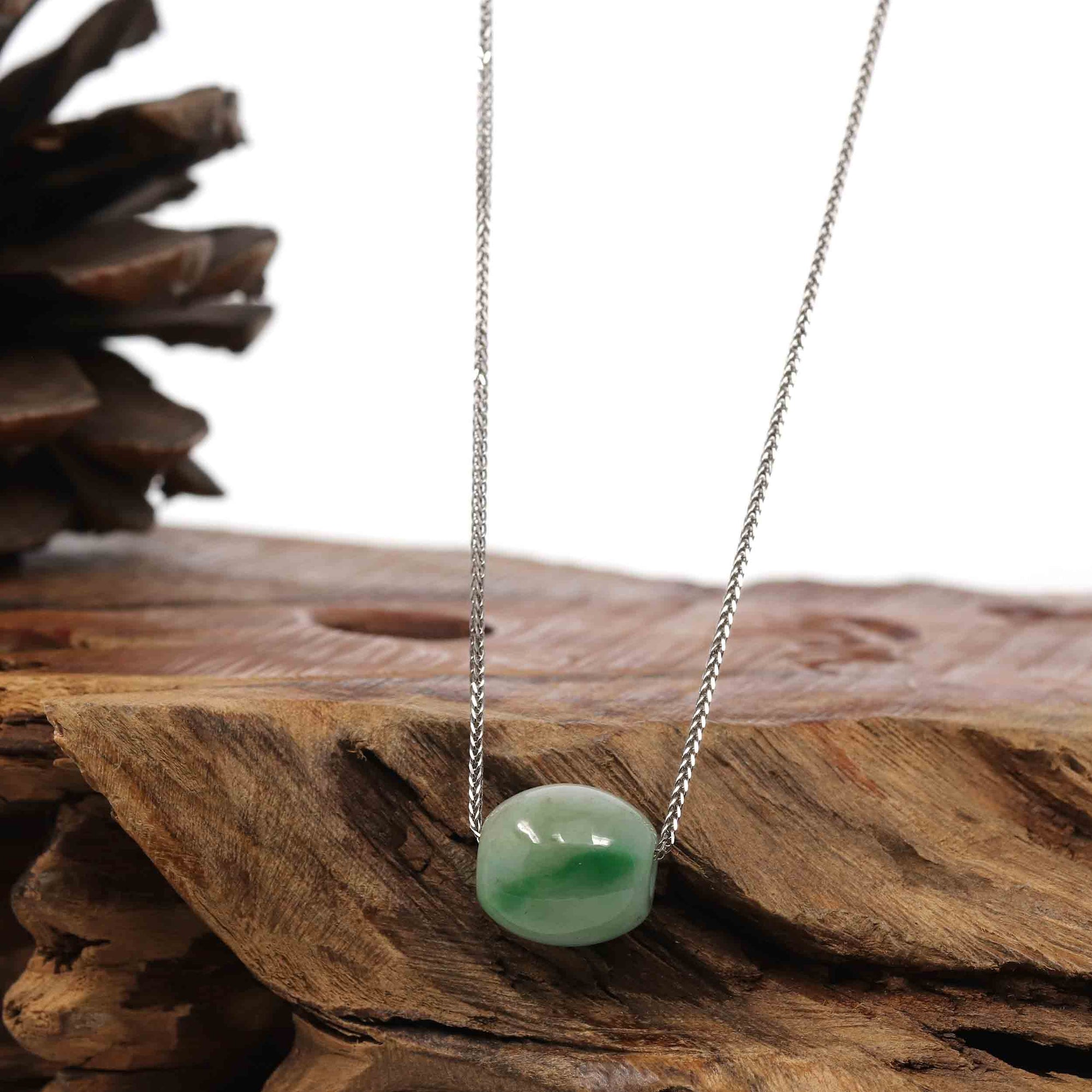 Baikalla Jewelry Jade Pendant Necklace Baikalla™ &quot;Good Luck Button&quot; Necklace Rich Apple Green Jade Lucky TongTong Pendant Necklace