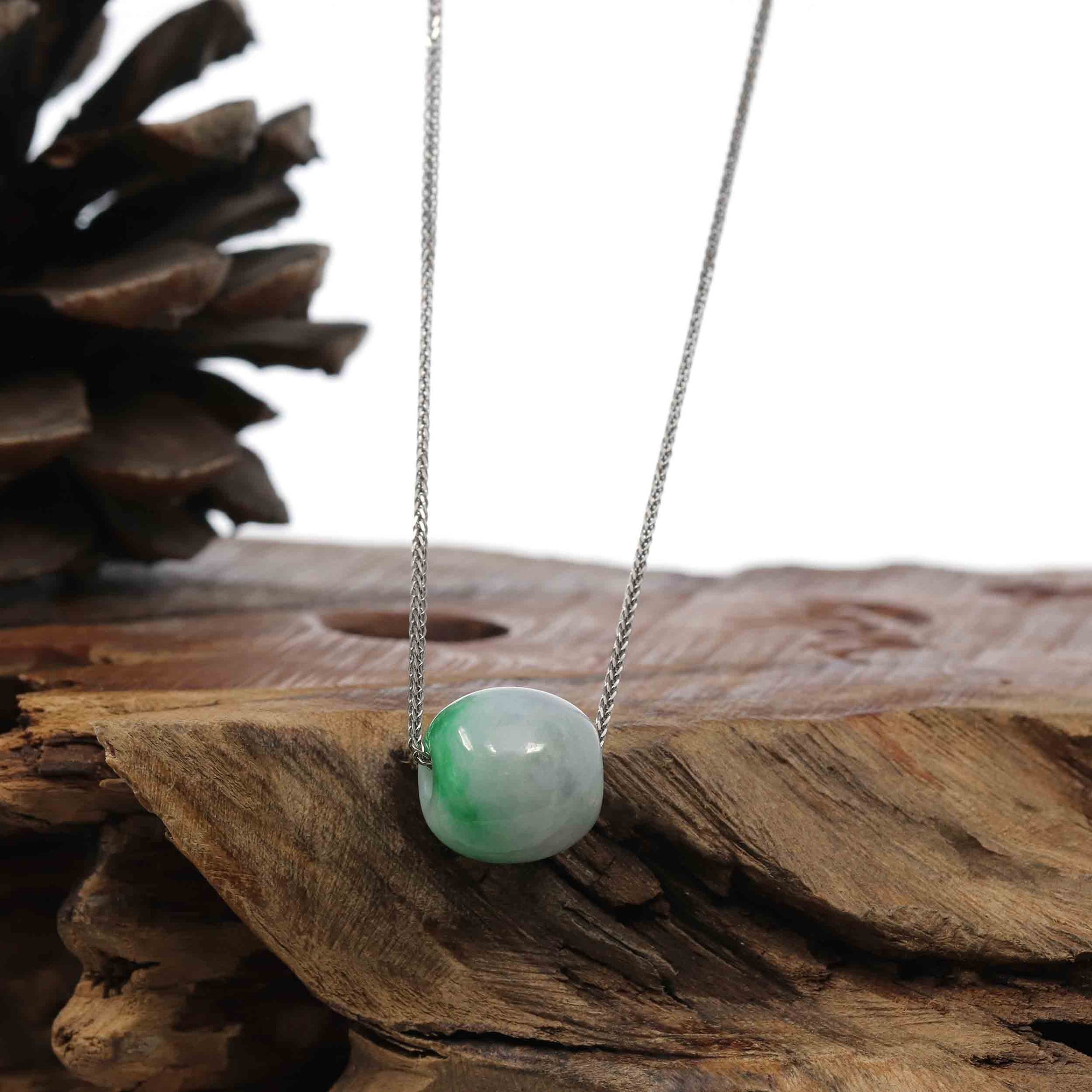 Baikalla Jewelry Jade Pendant Necklace Baikalla™ "Good Luck Button" Necklace Rich Apple Green Jade Lucky TongTong Pendant Necklace