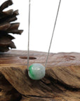 Baikalla Jewelry Jade Pendant Necklace Baikalla™ "Good Luck Button" Necklace Rich Apple Green Jade Lucky TongTong Pendant Necklace