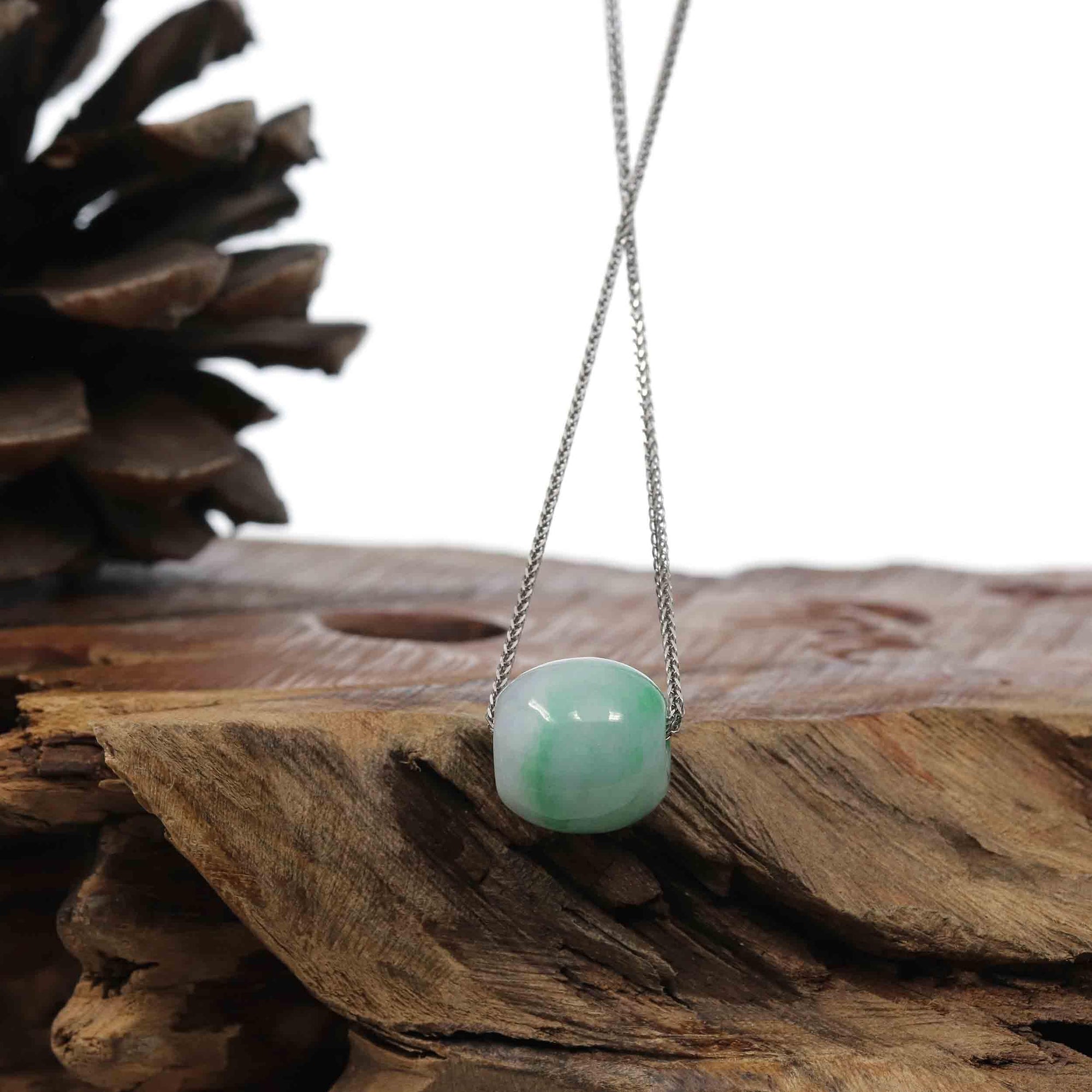 Baikalla Jewelry Jade Pendant Necklace Baikalla™ "Good Luck Button" Necklace Rich Apple Green Jade Lucky TongTong Pendant Necklace