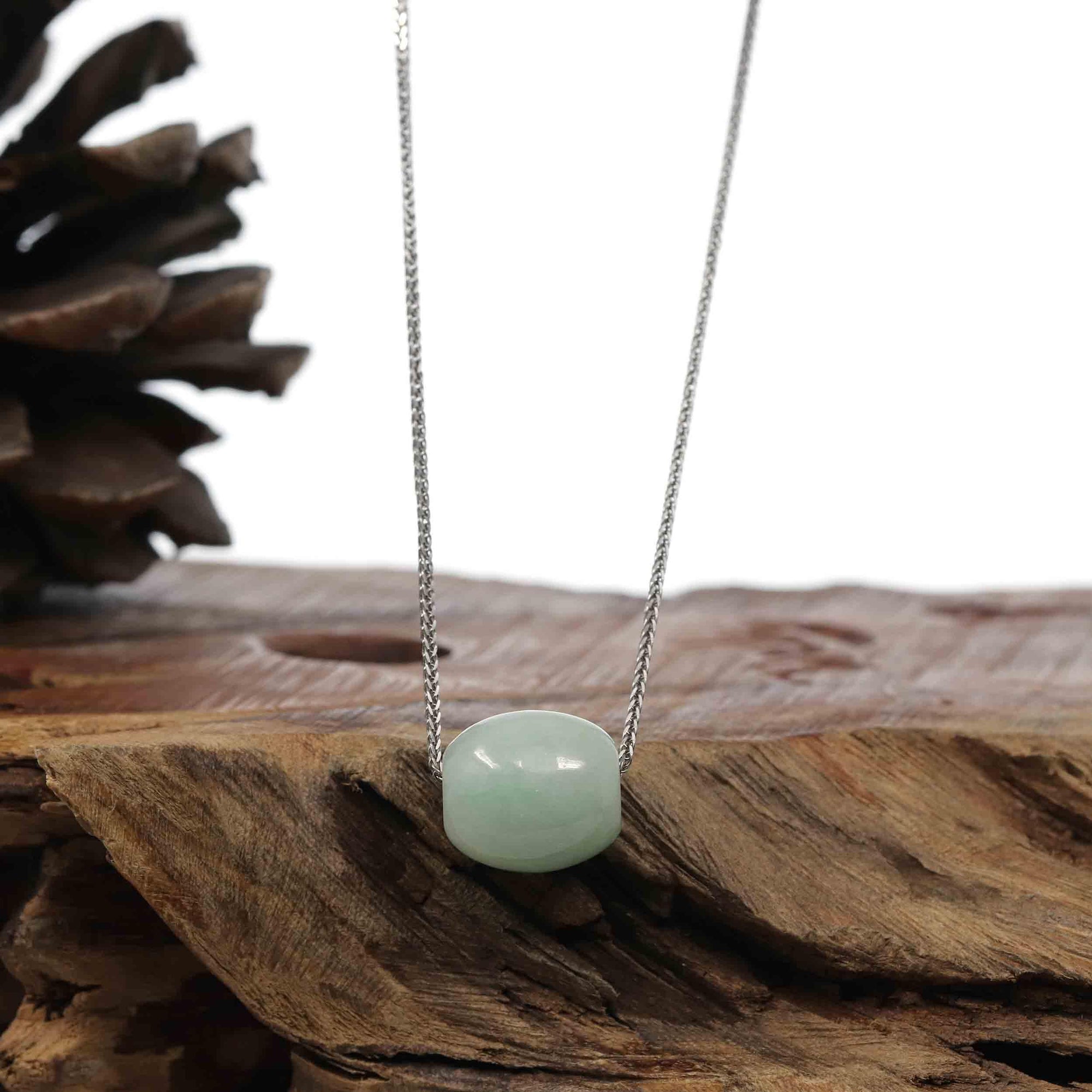 Baikalla Jewelry Jade Pendant Necklace Baikalla™ &quot;Good Luck Button&quot; Necklace Rich Apple Green Jade Lucky TongTong Pendant Necklace