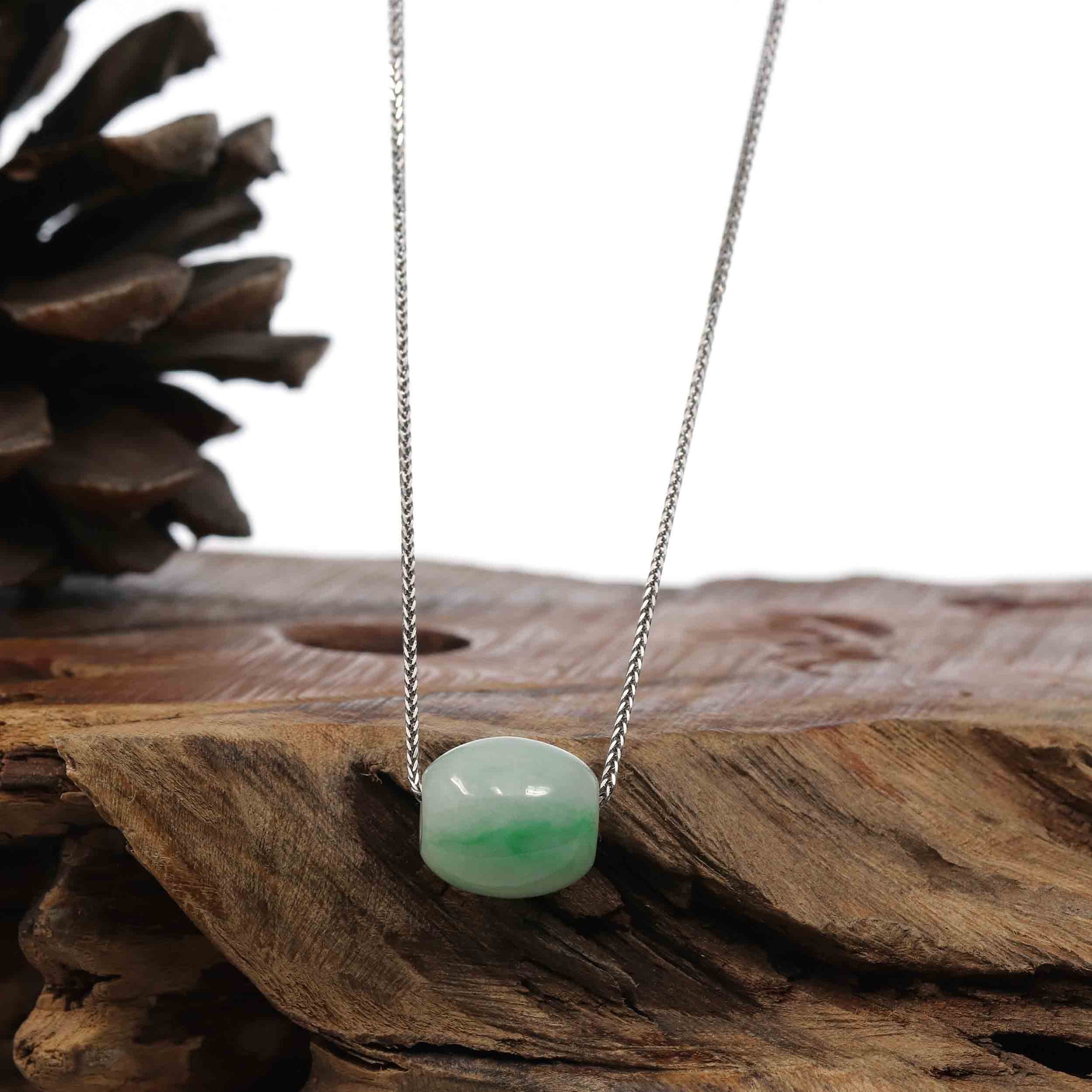 Baikalla Jewelry Jade Pendant Necklace Copy of Baikalla™ &quot;Good Luck Button&quot; Necklace Rich Apple Green Jade Lucky TongTong Pendant Necklace