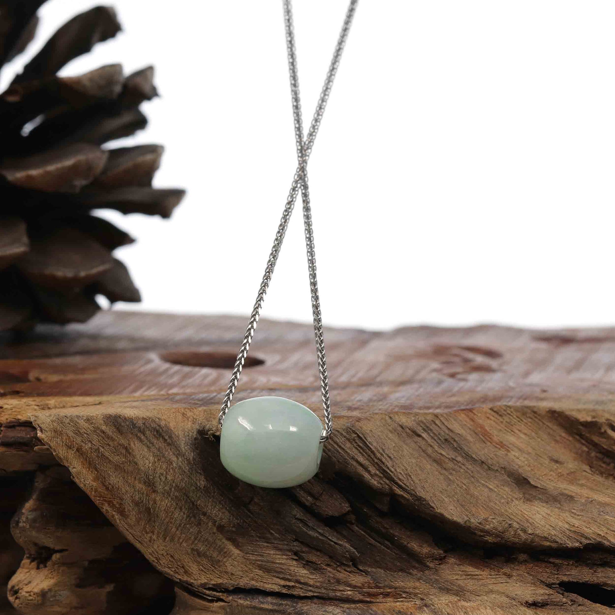 Baikalla Jewelry Jade Pendant Necklace Baikalla™ "Good Luck Button" Necklace Rich Apple Green Jade Lucky TongTong Pendant Necklace